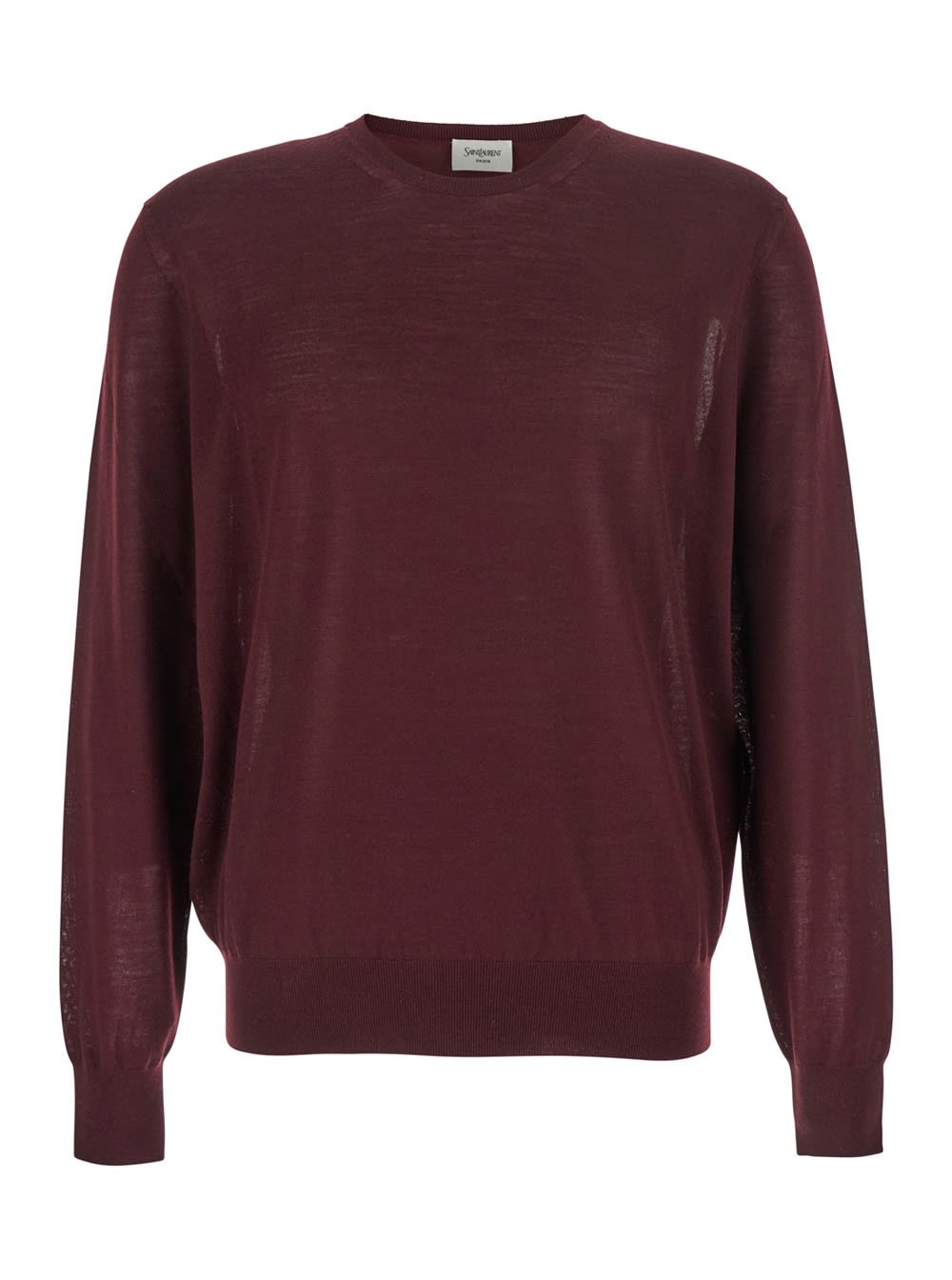 Saint Laurent Bordeaux Crewneck Sweater With Cassandre In Cashmere Man In Multi