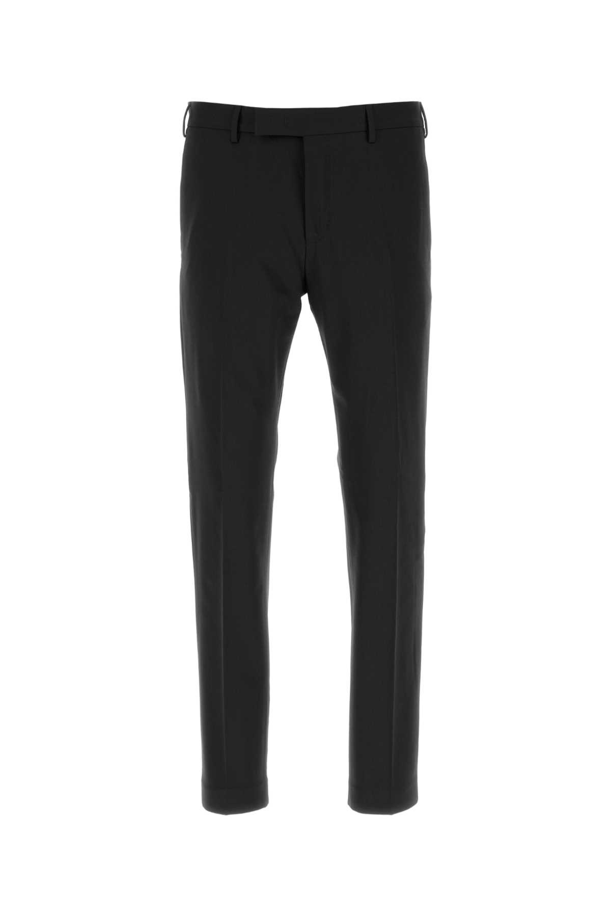 Pt Torino Green Slim Trousers In Wool Blend In Black