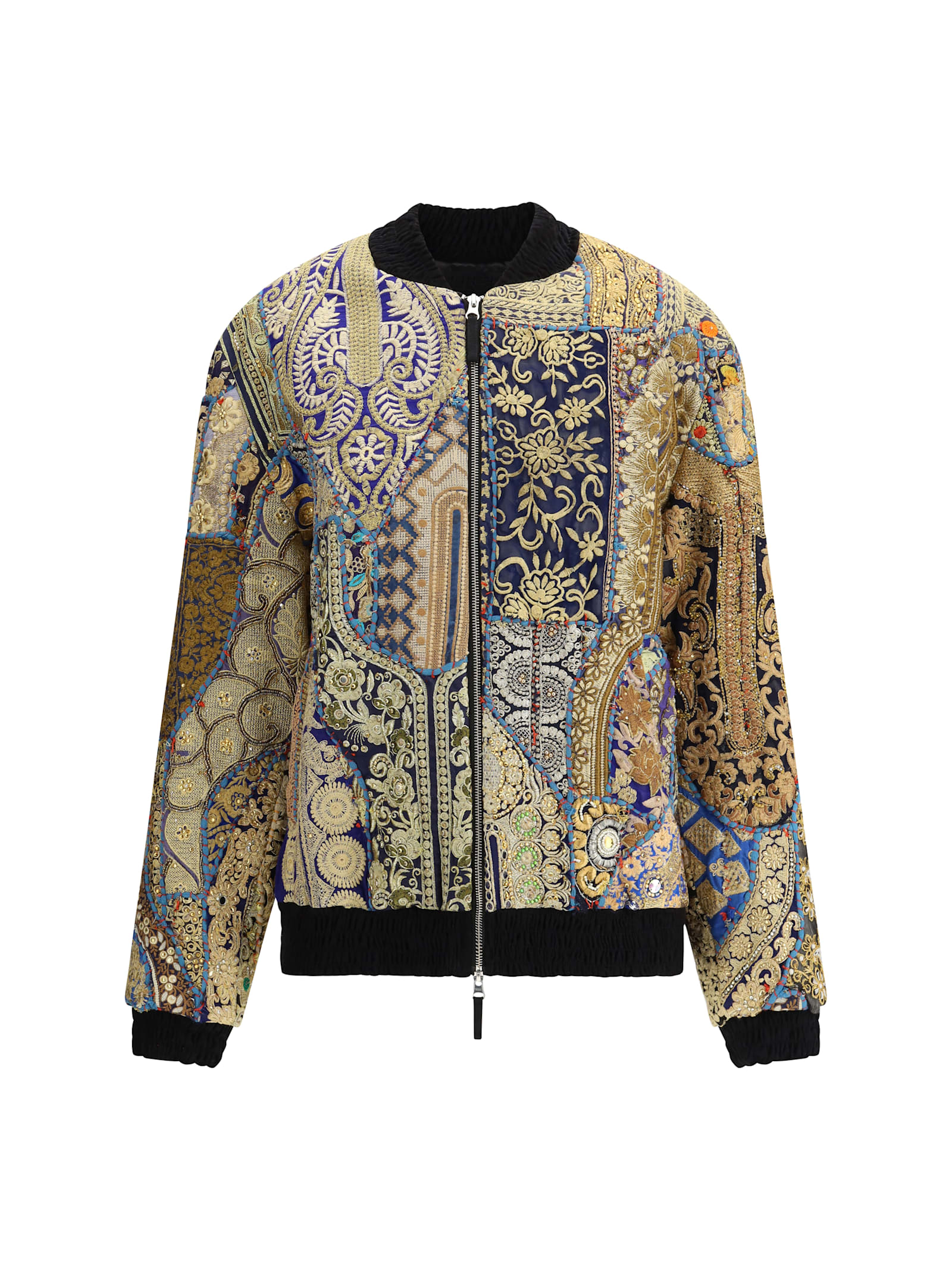 Ella Multicolored Patchwork Jacket Belted Waist In Brown