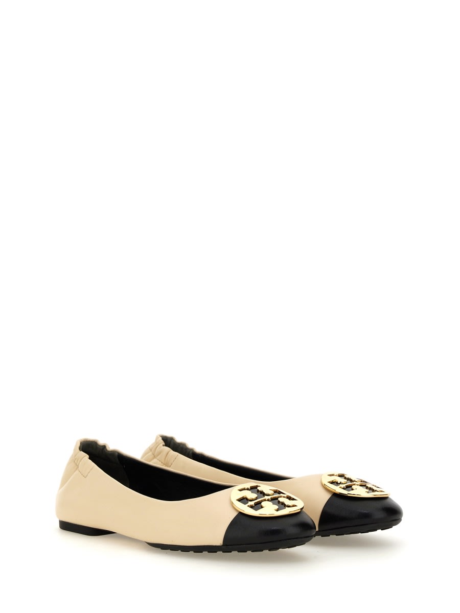 Shop Tory Burch Ballerina Claire Cap-toe In Ivory