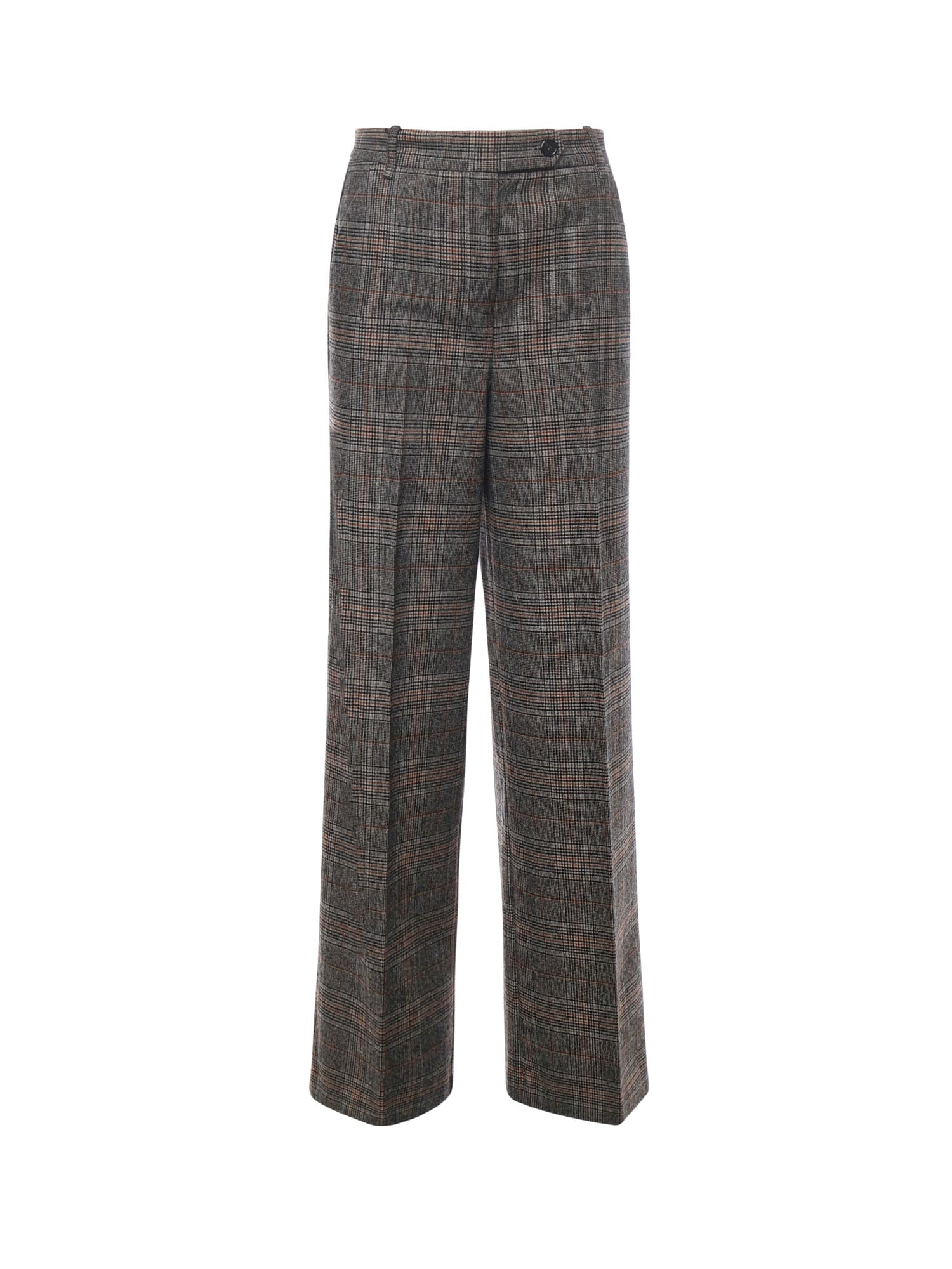 Wide-leg Trousers With Check Pattern - Pinko - Modalova