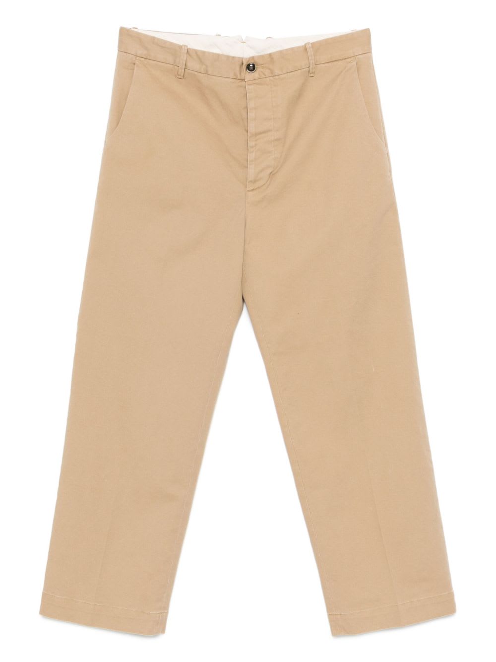 Nine In The Morning Button-fly Cotton Trousers In Neutral