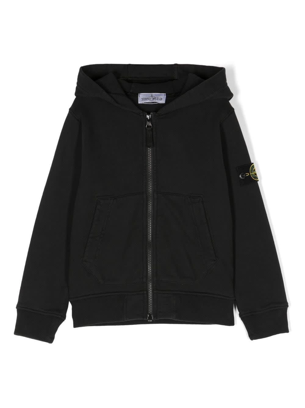 Shop Stone Island Junior Hoodie Sweatshirt In Black