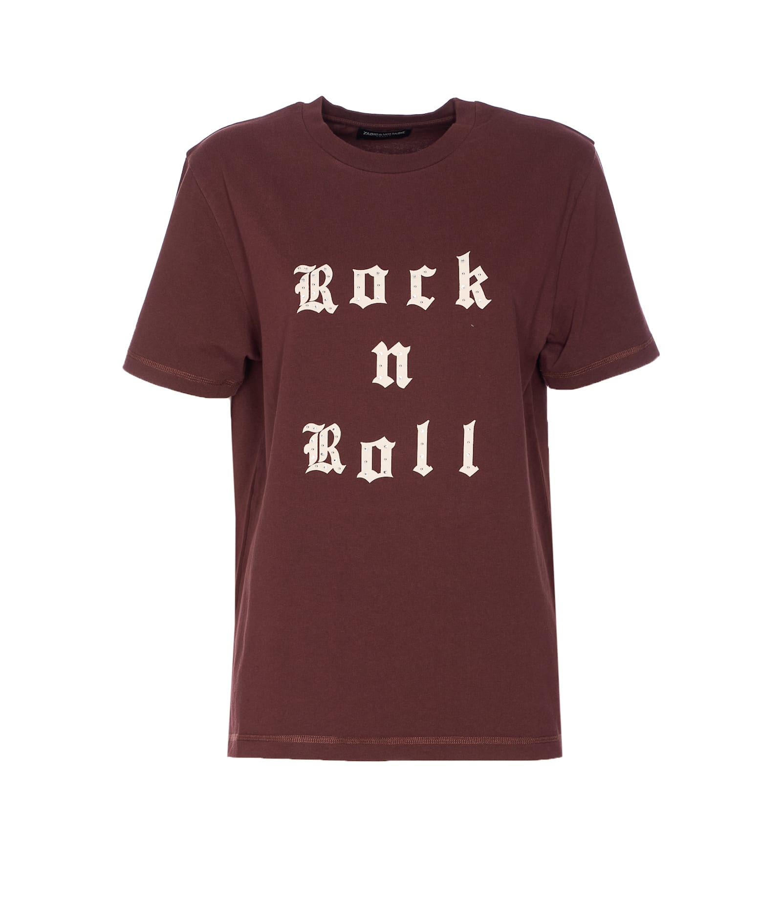 Zadig & Voltaire Edwin Rock N Roll Strass T-shirt In Burgundy