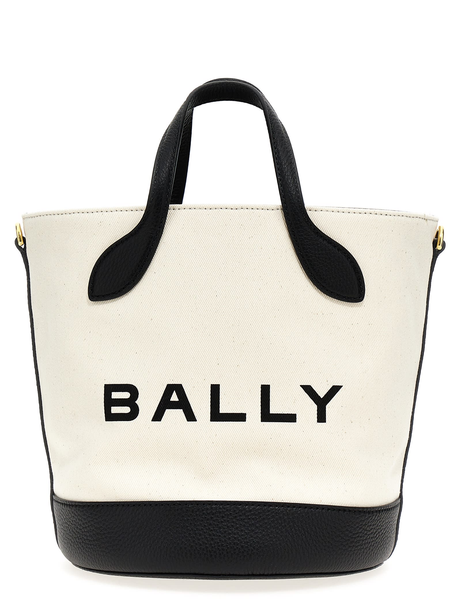 Shop Bally Bar Handbag In White/black