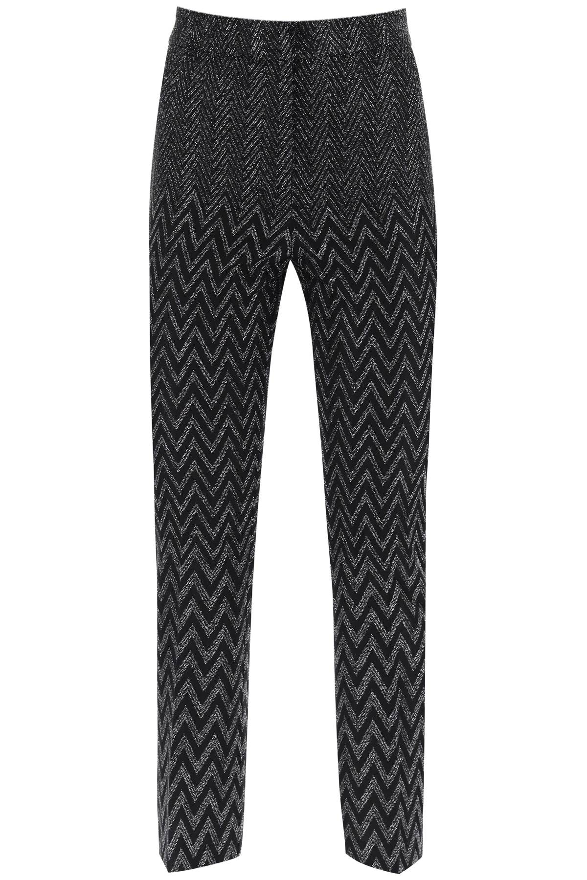 Missoni Zig Zag High-rise Cropped Pants In Tonal Blk Lame Base (black)