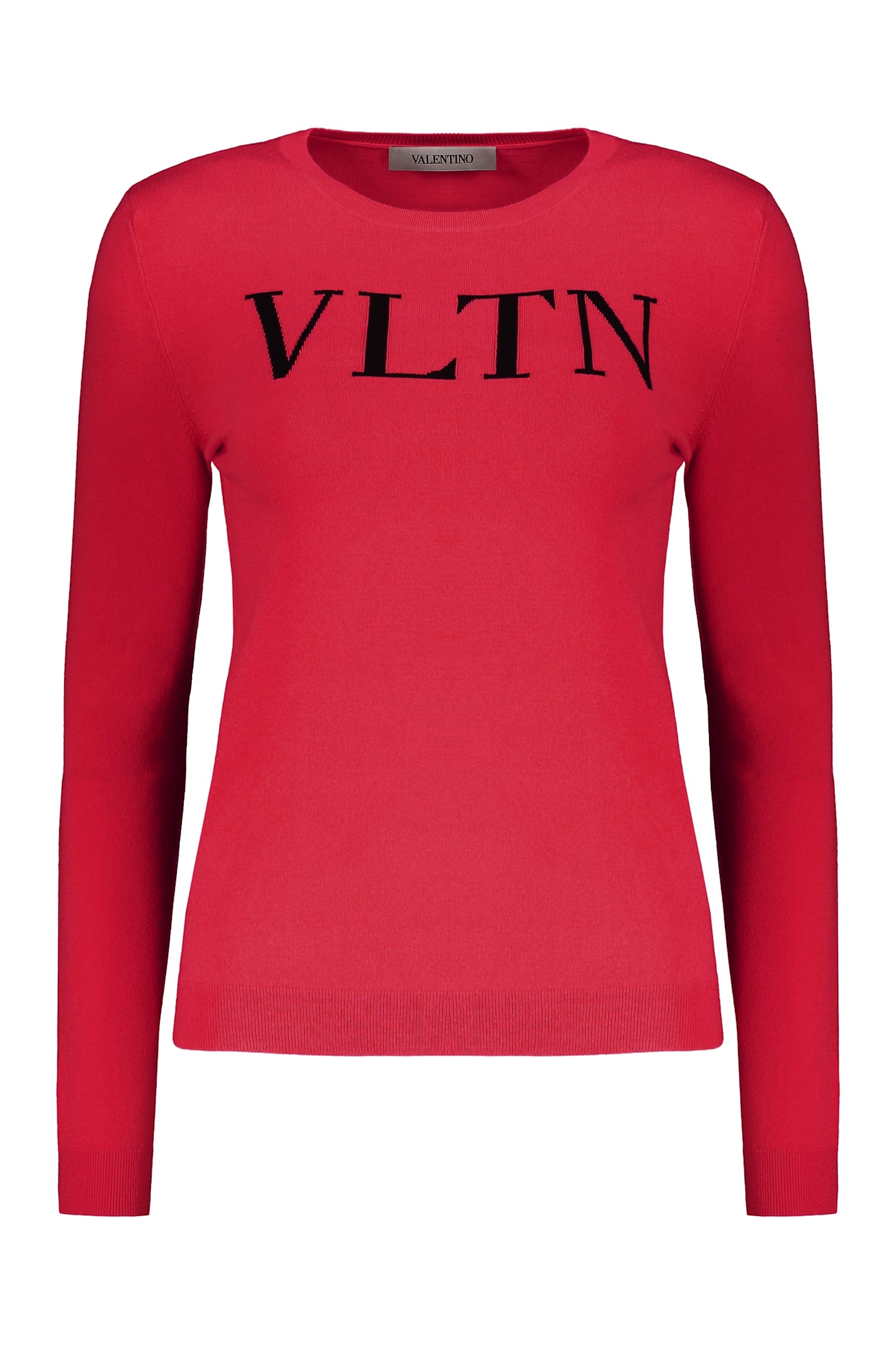 Shop Valentino Long Sleeve Crew-neck Sweater In Red-purple Or Grape