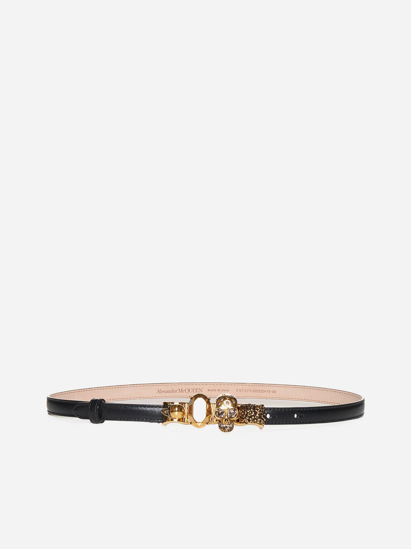 Shop Alexander Mcqueen The Knuckle Leather Belt In Black