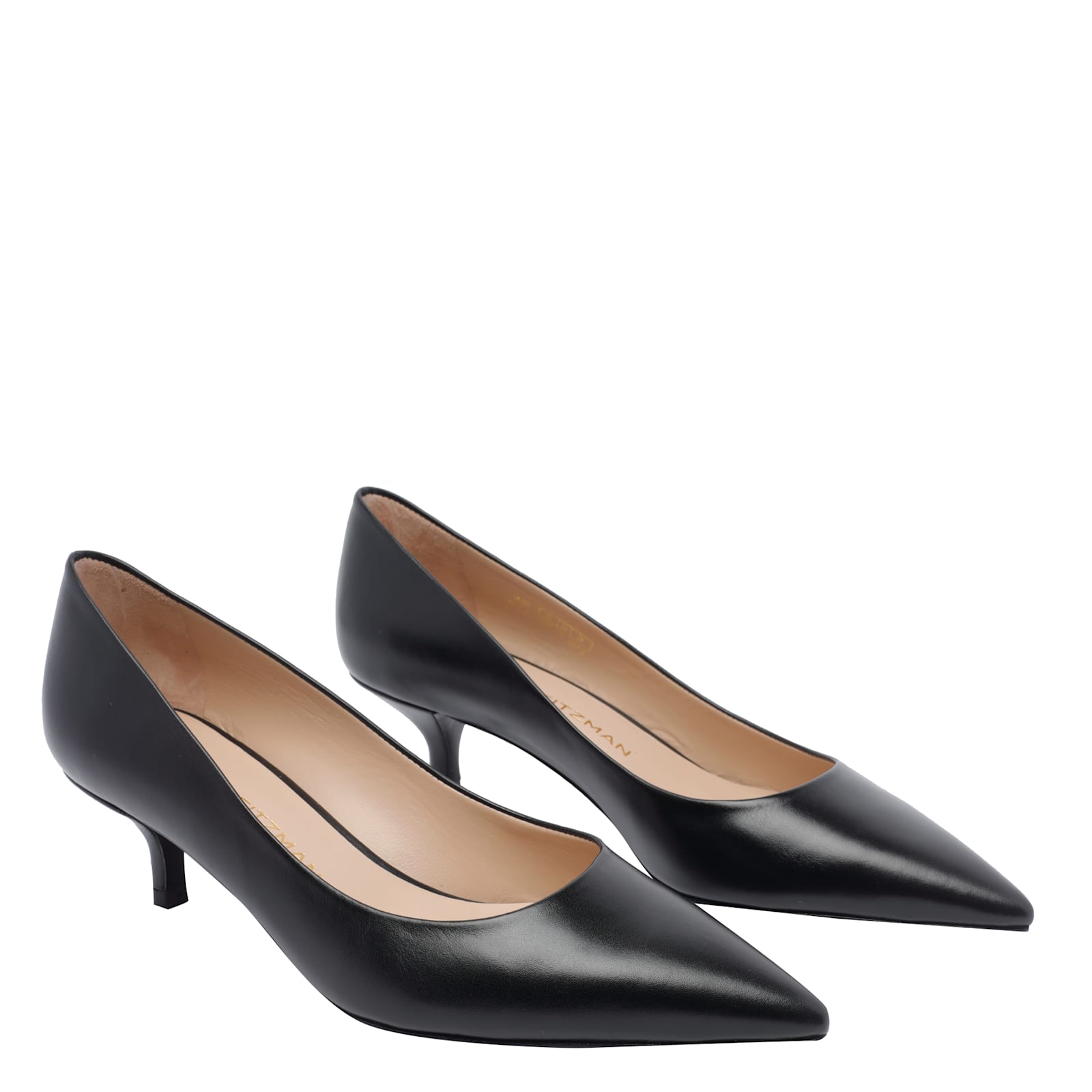 Stuart Weitzman Stuart Leather Kitten-heel Pumps In Black