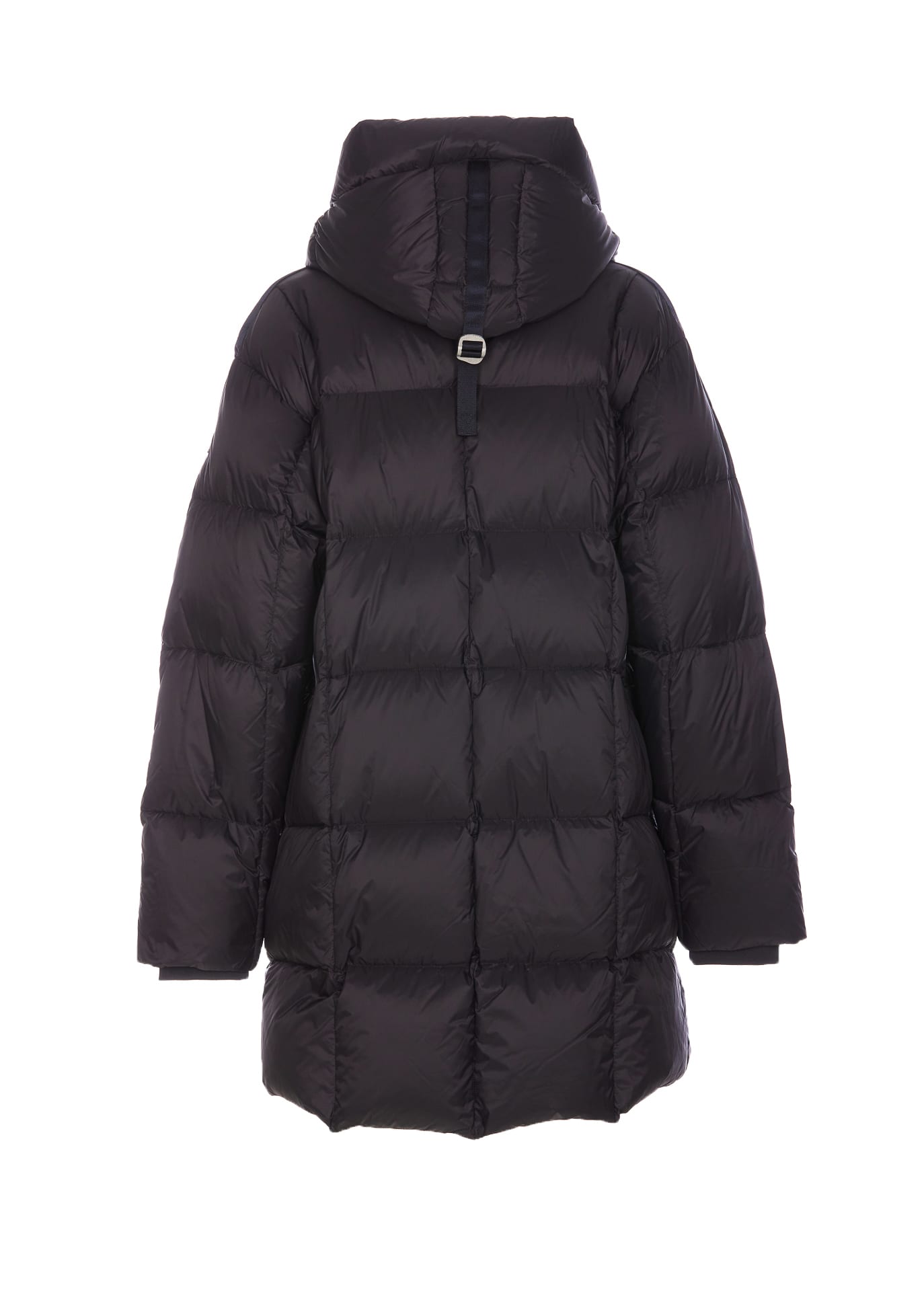 Parajumpers Puffy Quilted Black Nylon Down Jacket With Adjustable Hood And Functional Pockets In Black