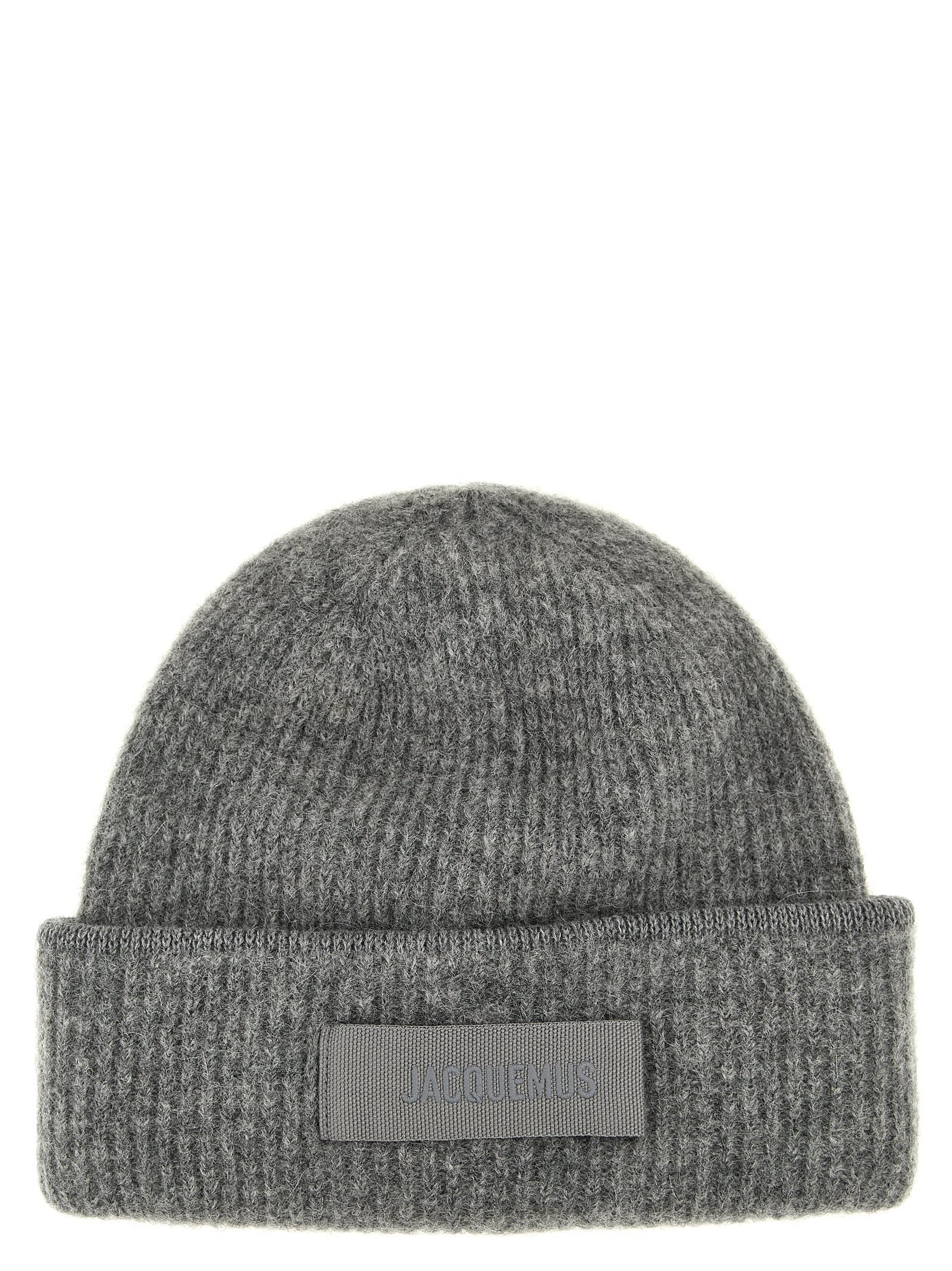 Shop Jacquemus Logo Beanie In Gray