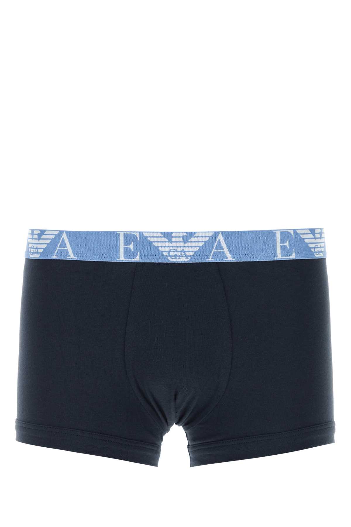 Dark Blue Stretch Cotton Boxer Set