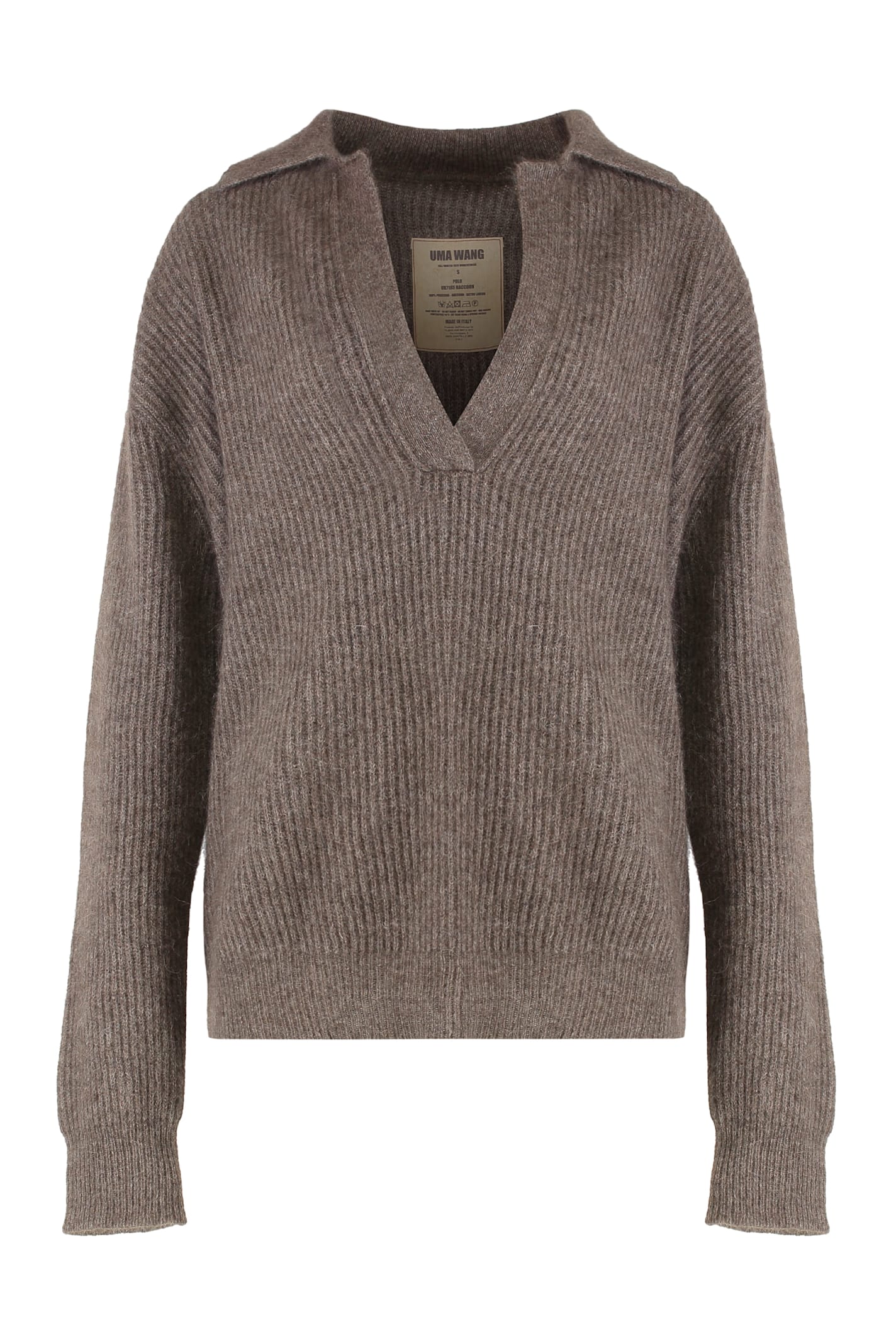 Uma Wang Sweater In Knit With V-neck. In Brown