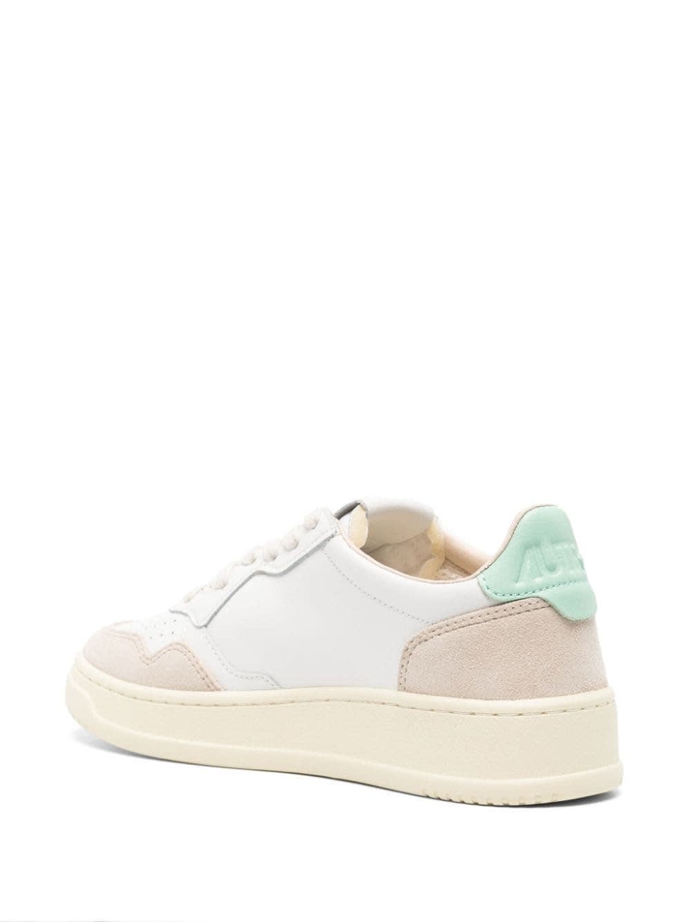 Shop Autry Medalist Low Sneakers In White And Aqua Green Suede And Leather