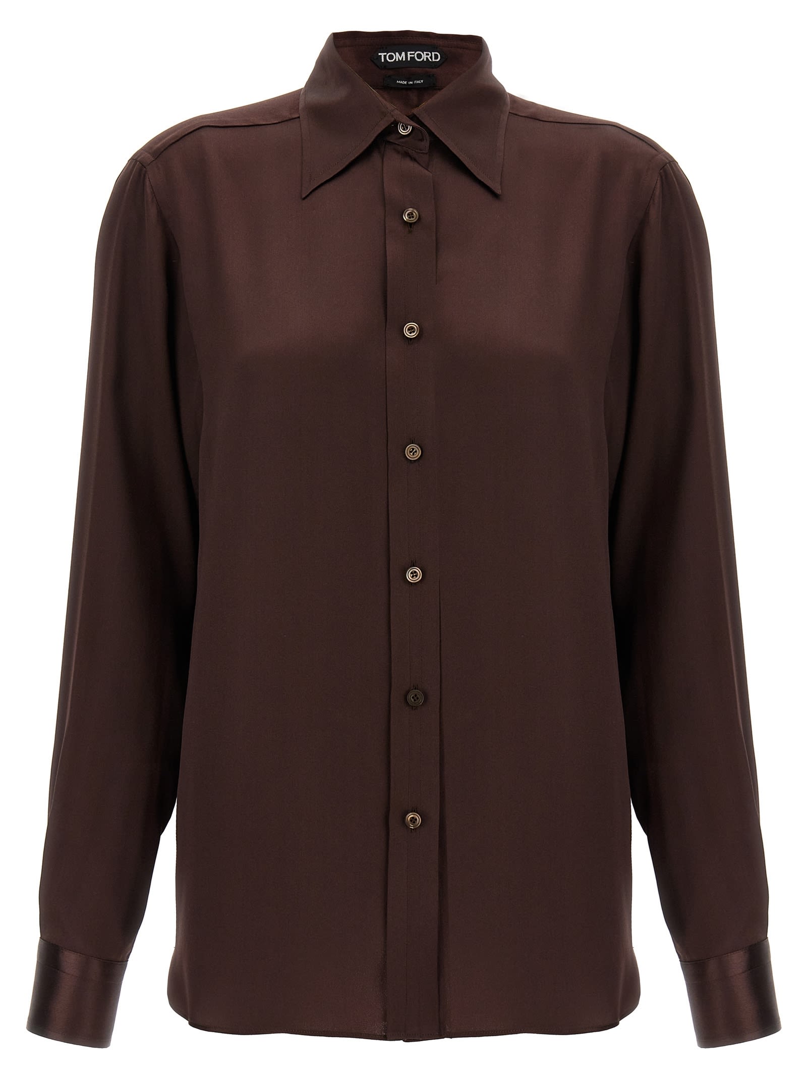 Shop Tom Ford Silk Shirt In Brown