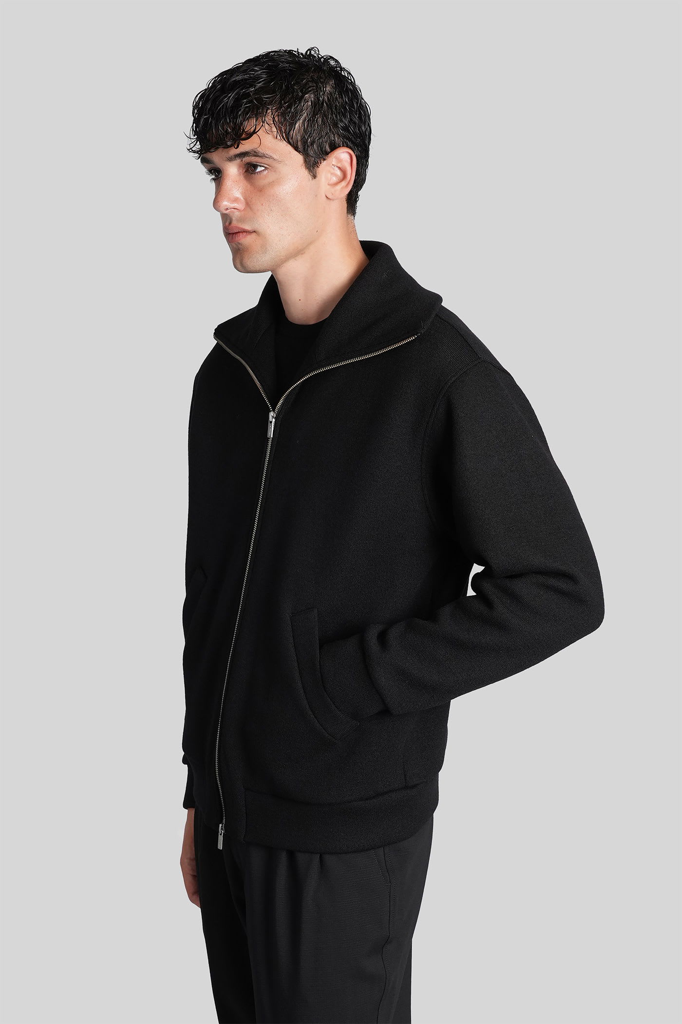 Barena Venezia High-neck Zip-front Cardigan In Black