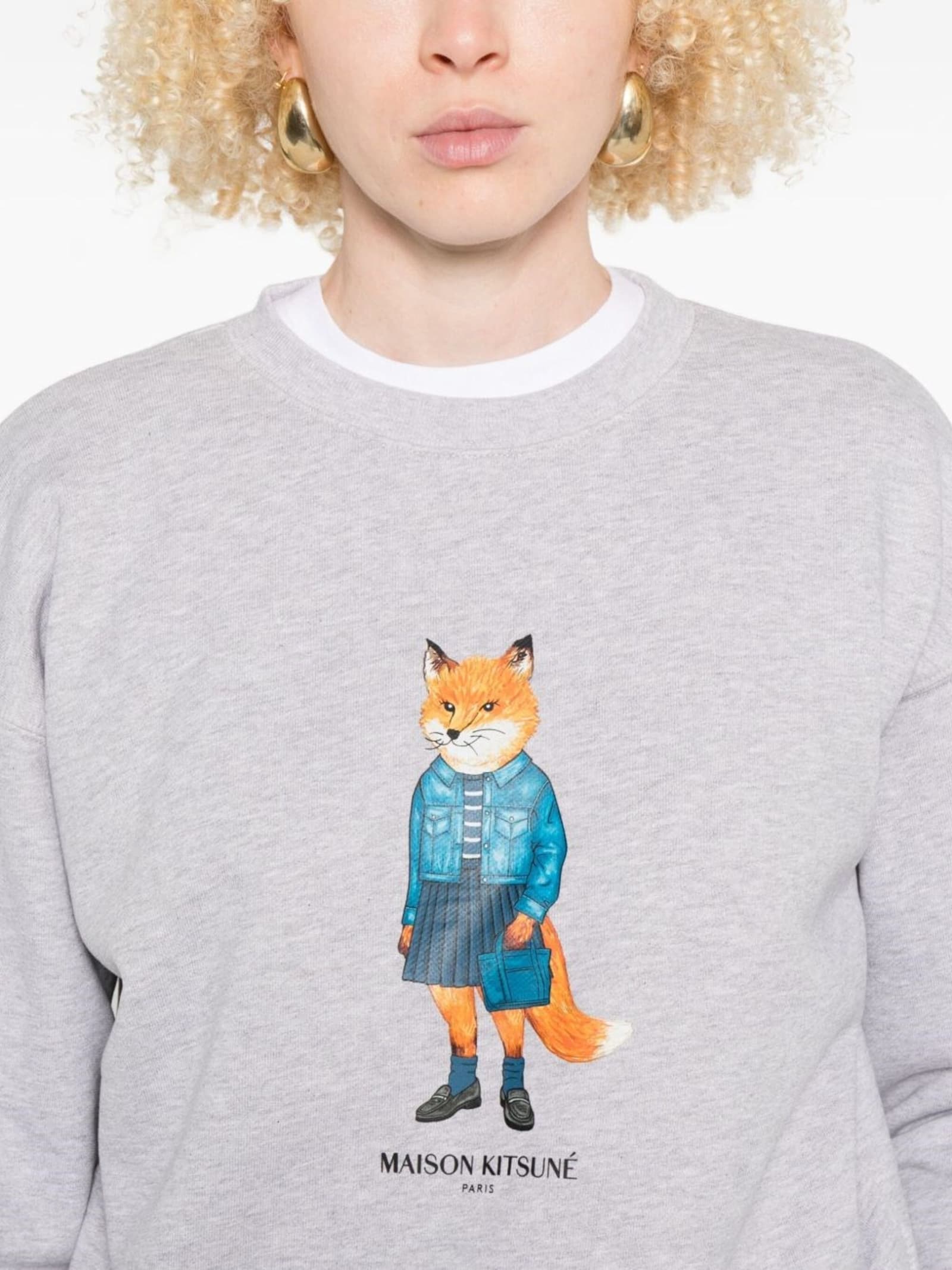 Maison Kitsuné Dressed Fox Comfort Sweatshirt Clothing In Gray