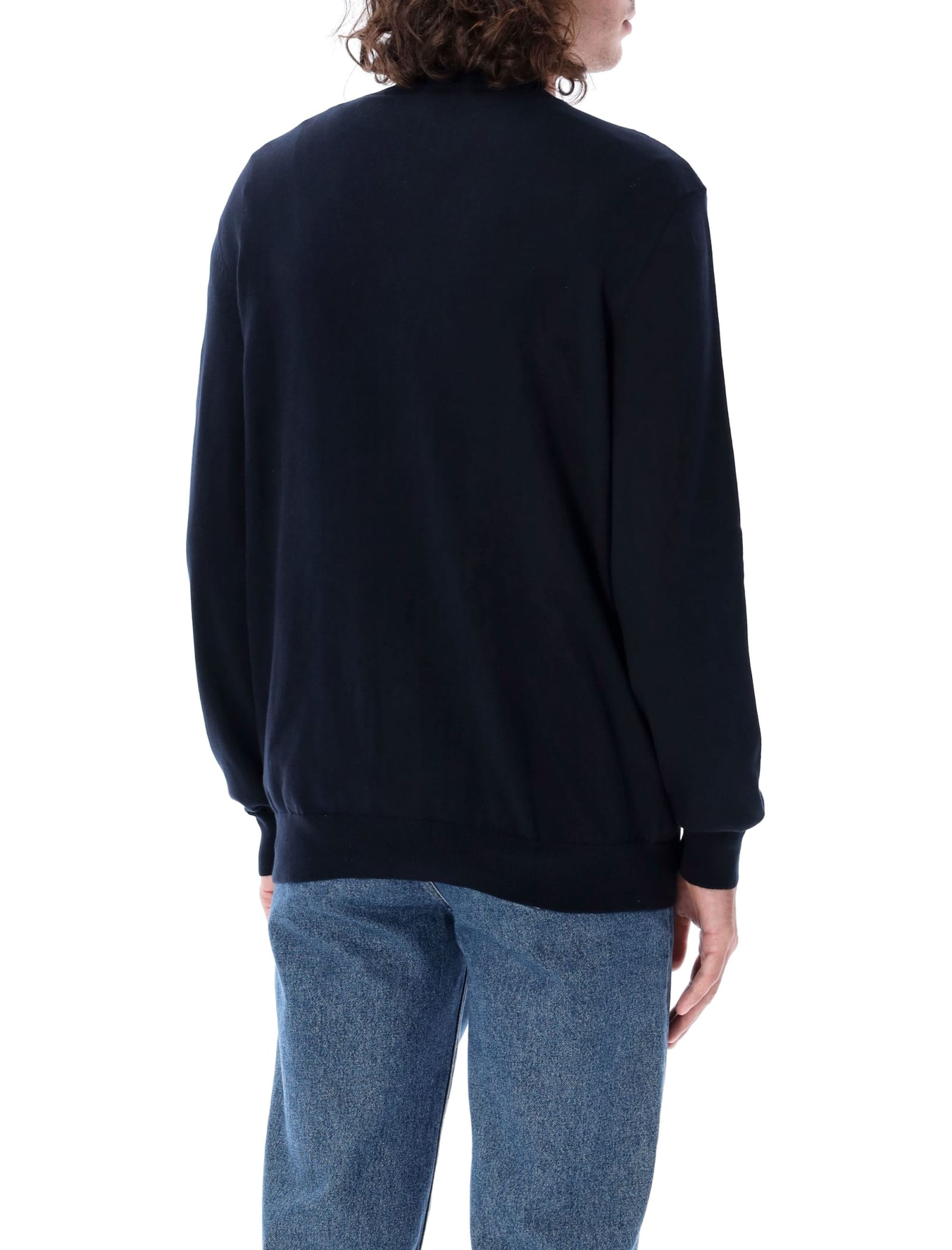 Shop Apc New Cardigan Joseph In Dark Navy/white