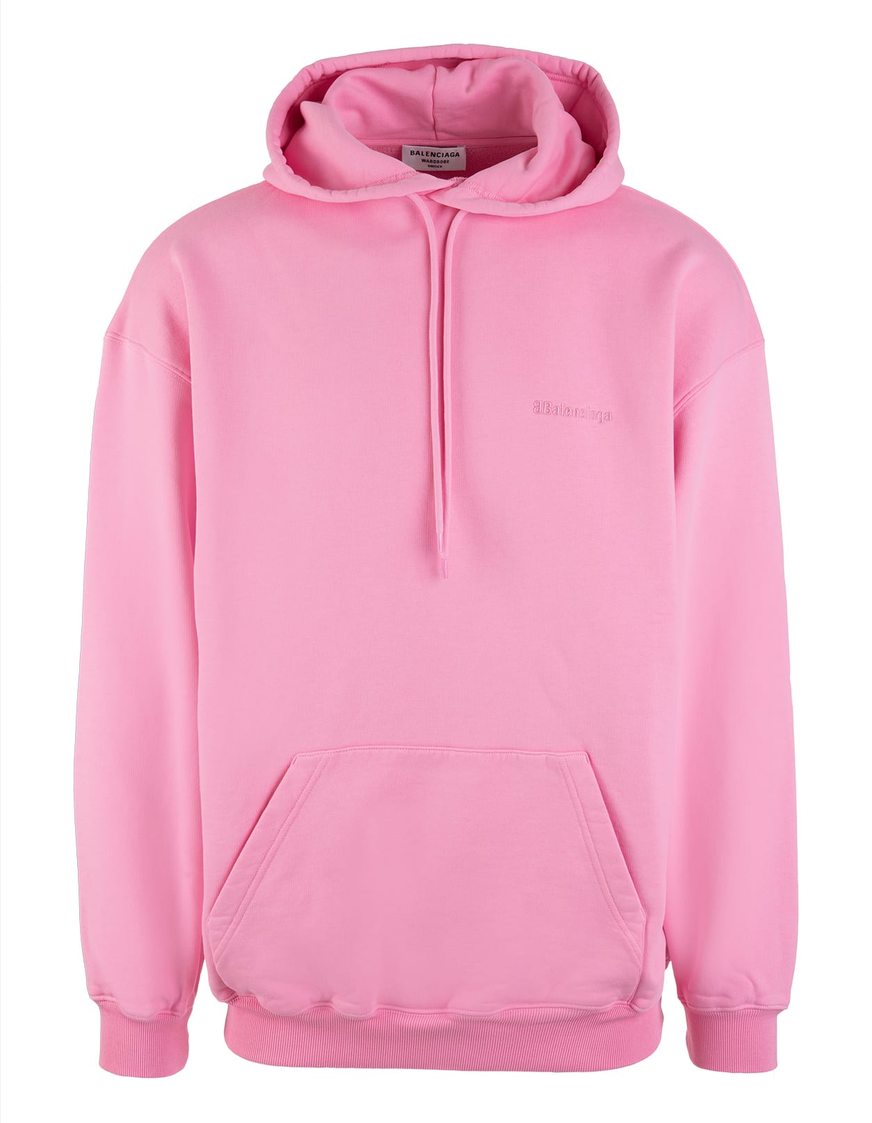 Balenciaga Woman Pink Oversized Hoodie With Tonal Embroidered Logo