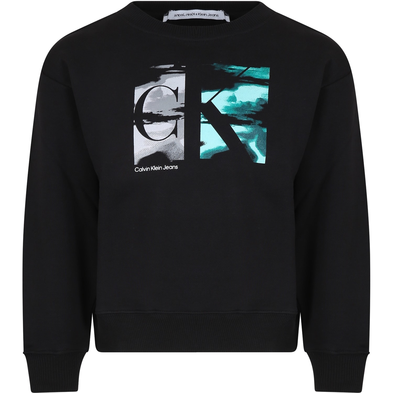 Shop Calvin Klein Black Sweatshirt For Kids With Logo And Print