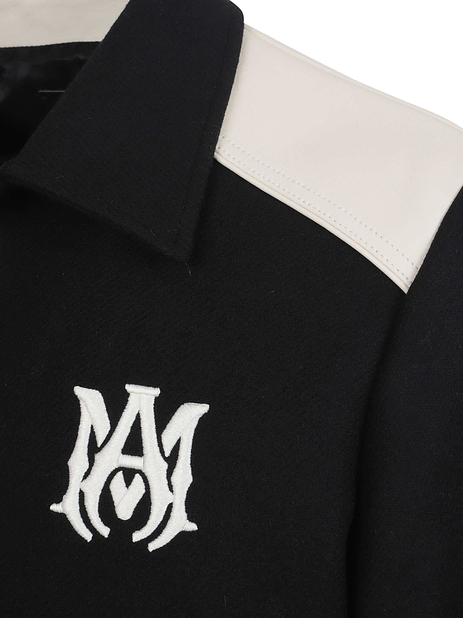 Amiri Varsity Jacket With Embroidered Logo And Contrasting Panels In Black