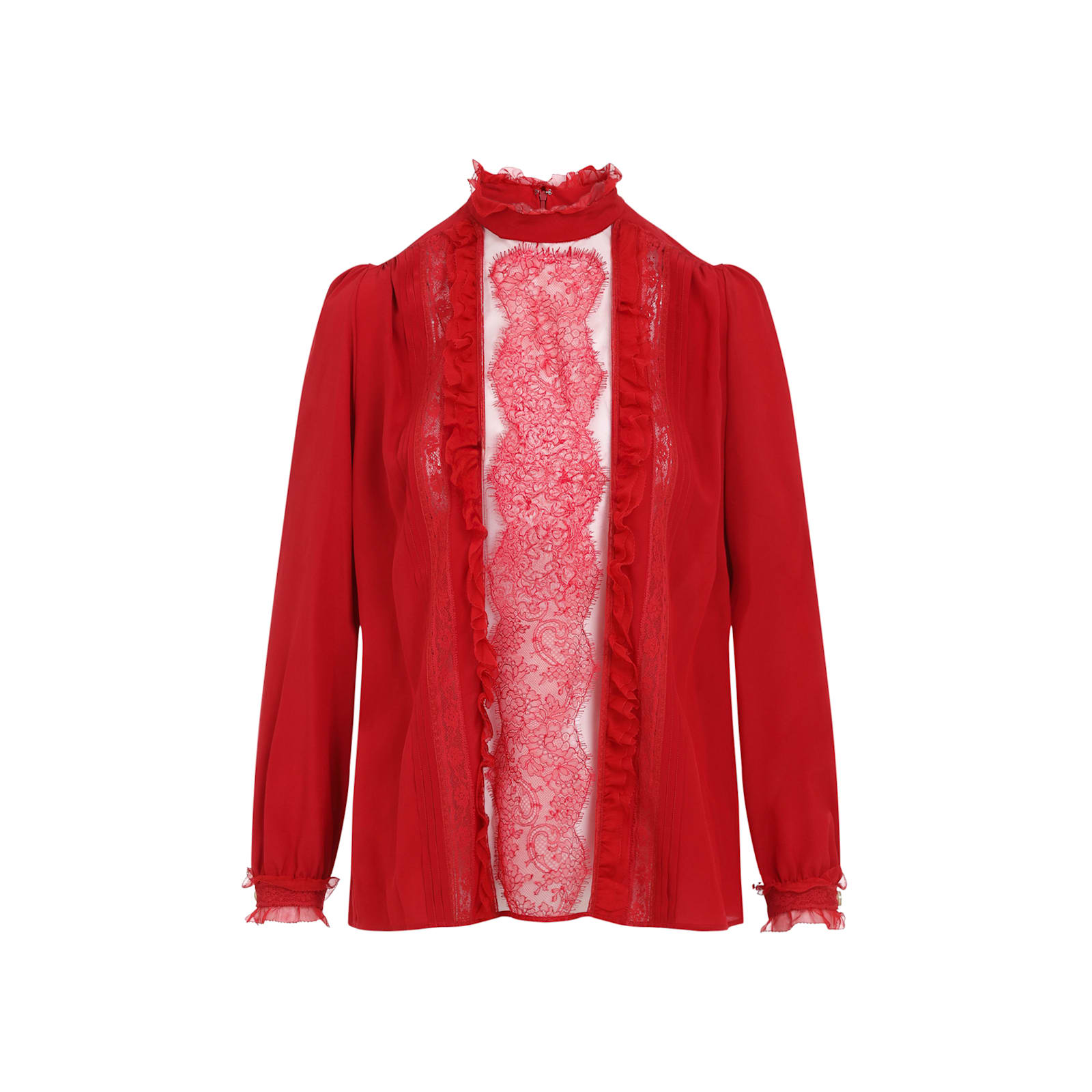Valentino Long-sleeved Silk Top In M Paris