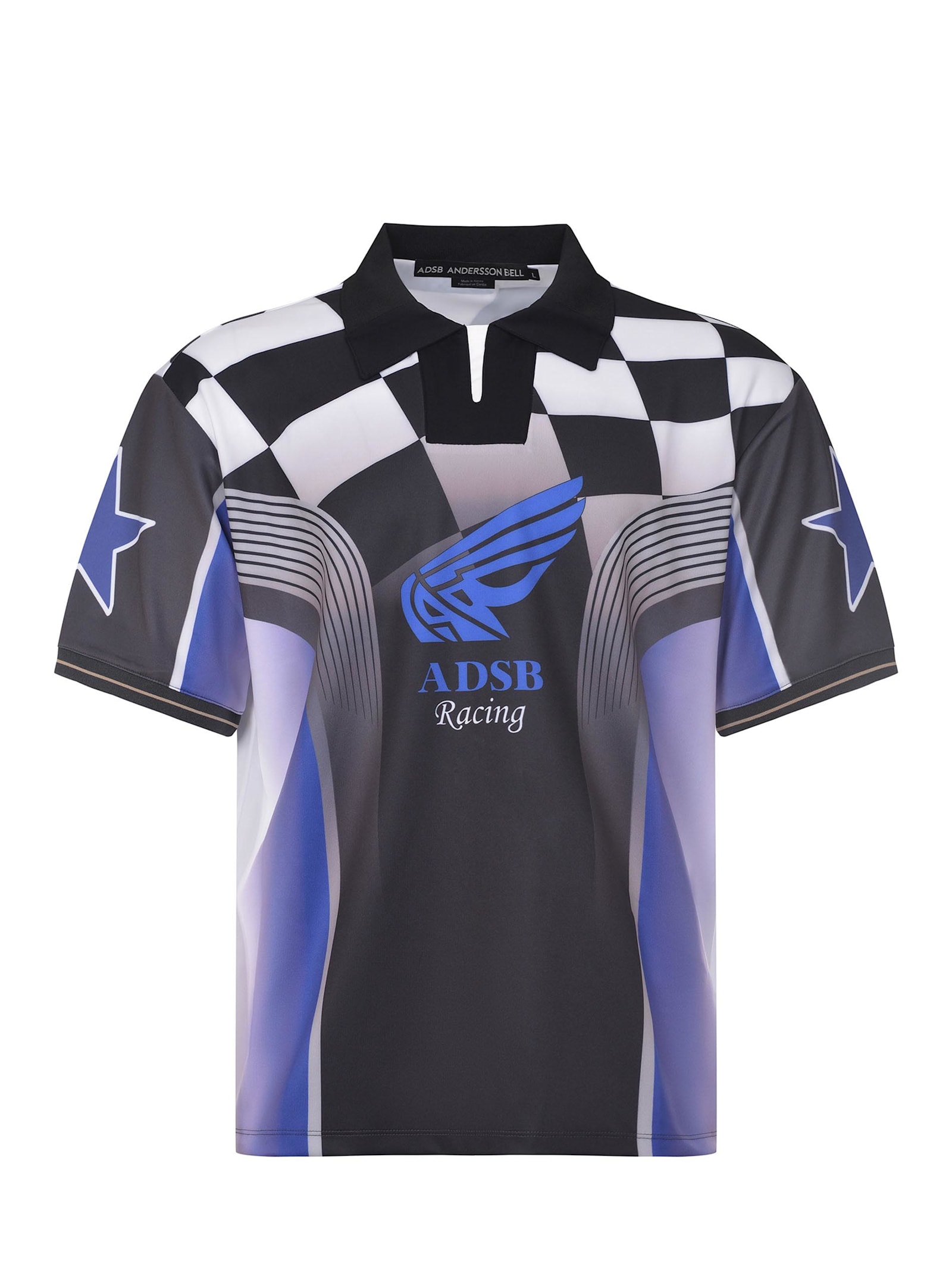 Andersson Bell Blue & Black Checkerboard Racing Polo