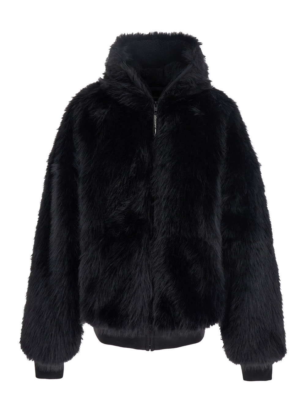 Shop Balenciaga Ski Zip Up Hoodie Fake Fur Look In Black