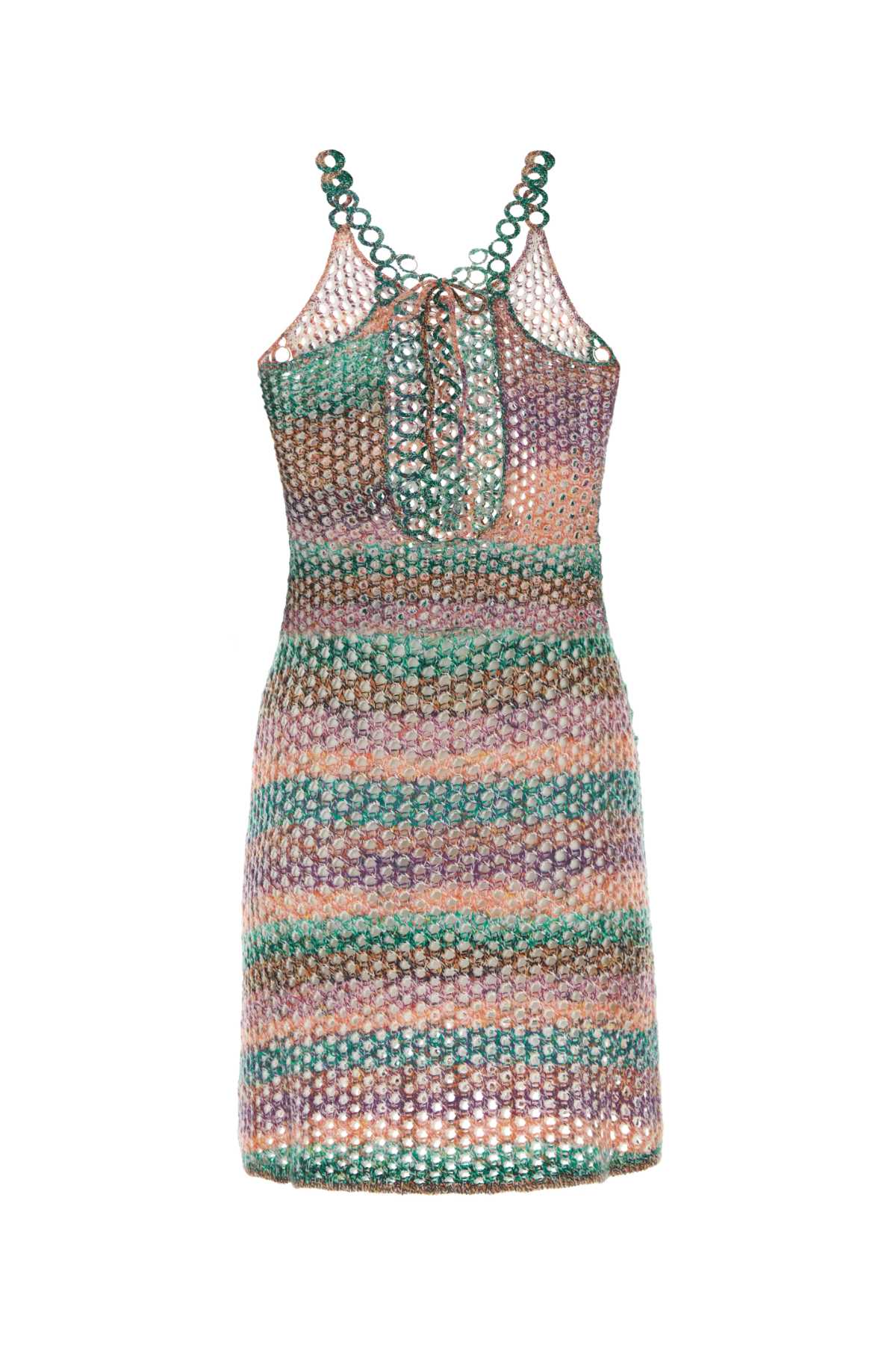 Shop Chloé Multicolor Crochet Mini Dress In Multicolorblack1