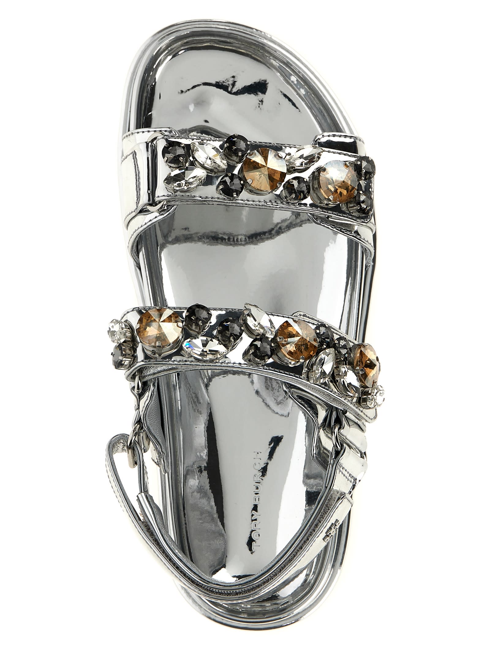 Tory Burch Silver Kira Sandals In Silver
