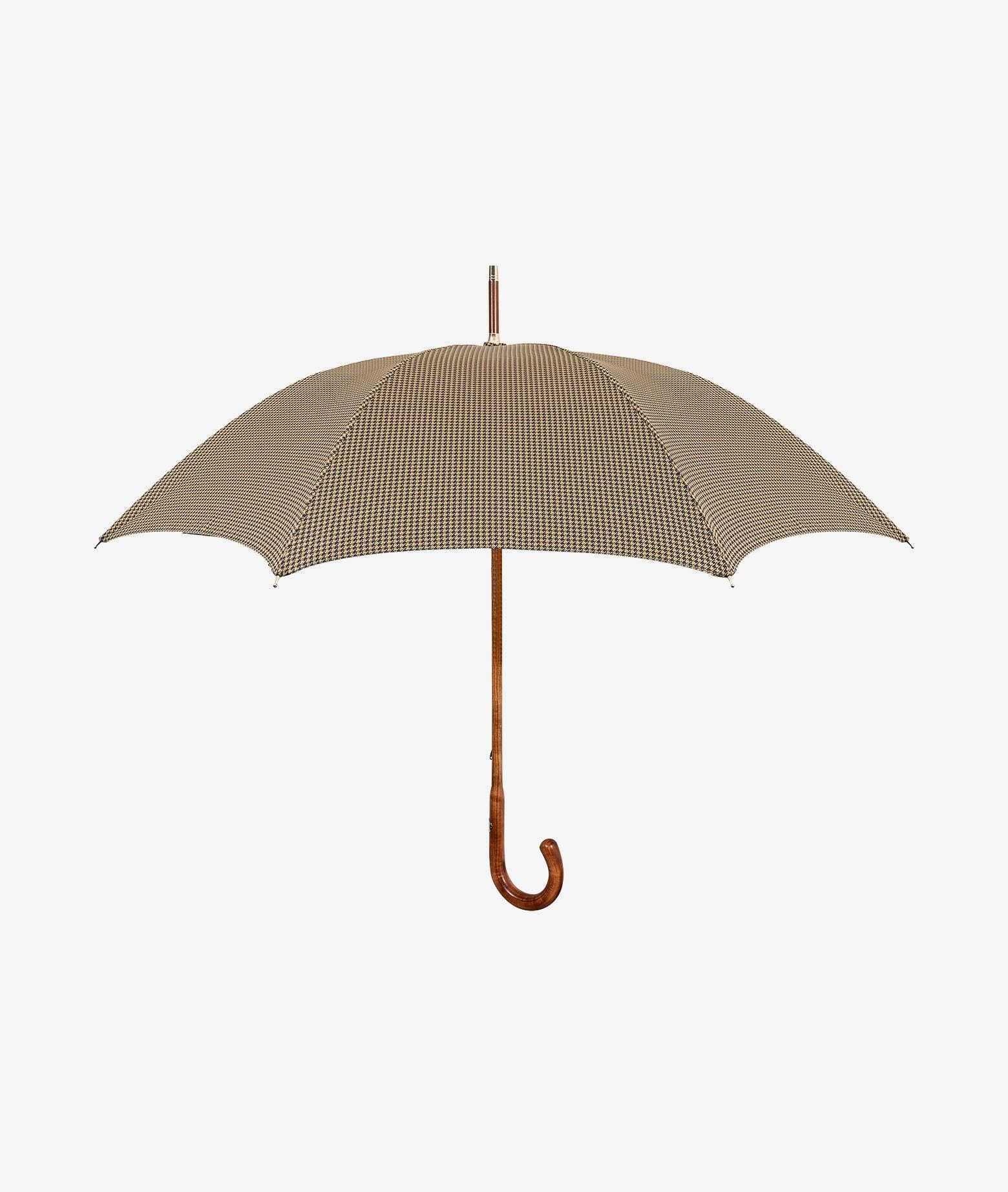 Larusmiani Umbrella Houndstooth Umbrella In Beige