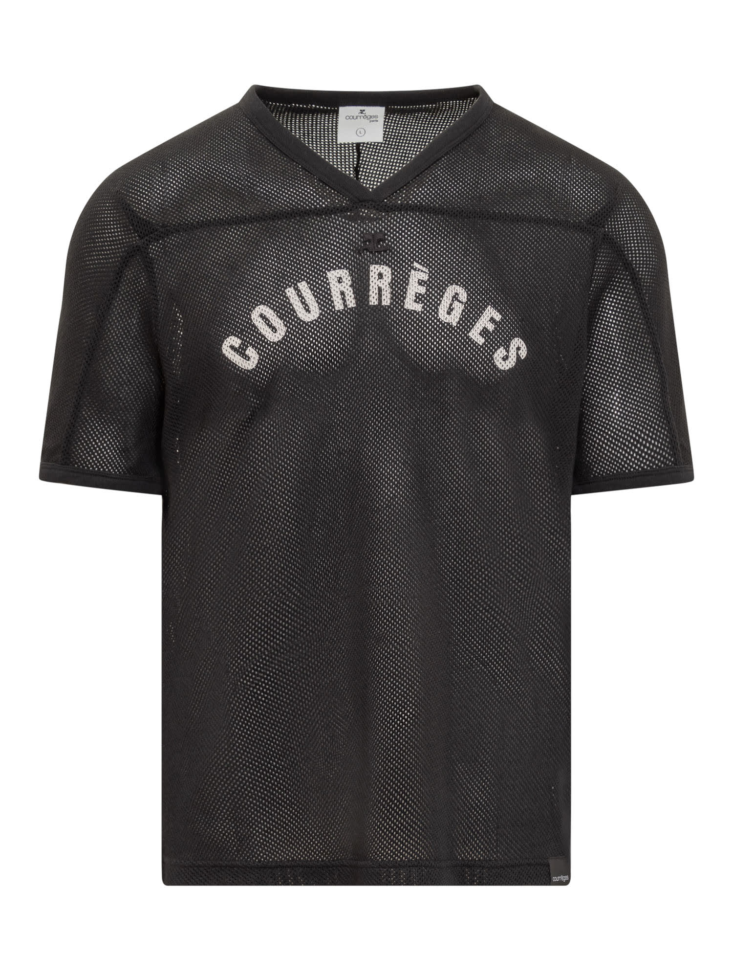 Shop Courrèges Baseball Mesh T-shirt In Black