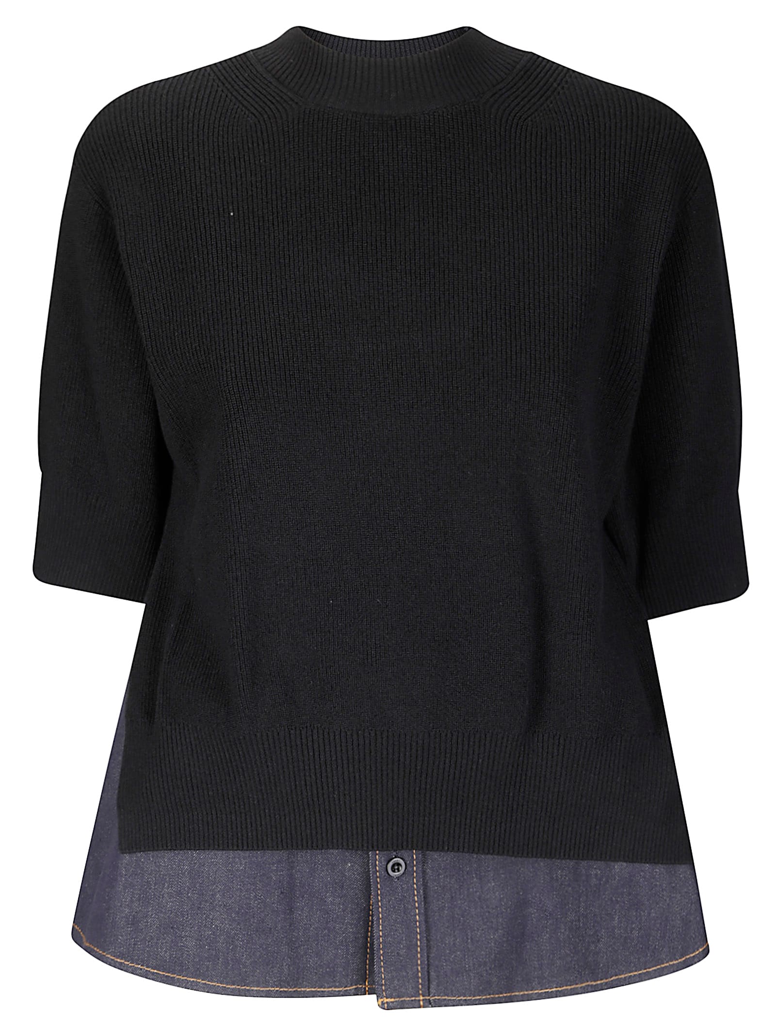 Sacai Patchwork Sweater Sweaters And Cardigans Blue In Black