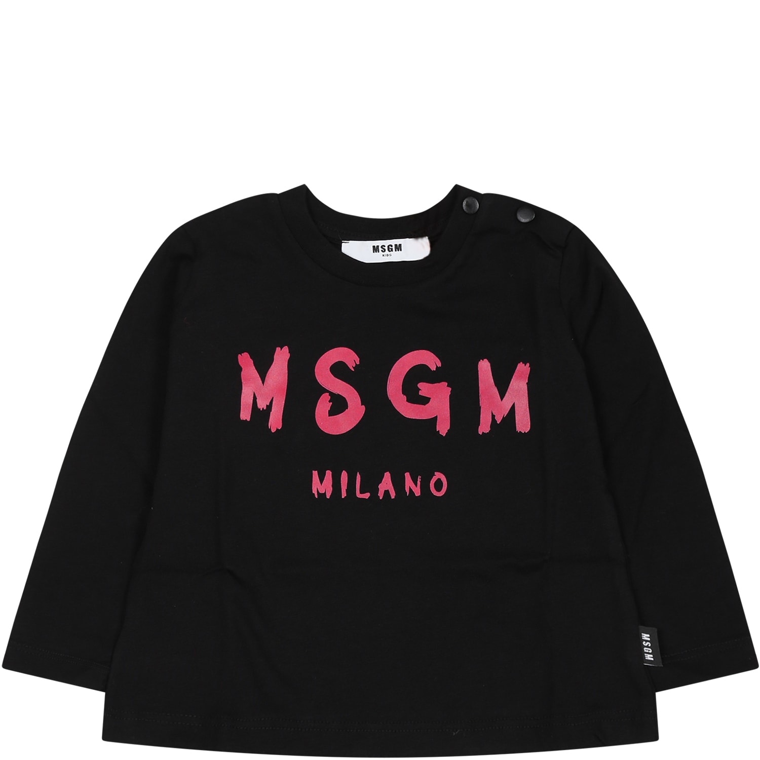 MSGM BLACK T-SHIRT FOR BABY GIRL WITH LOGO