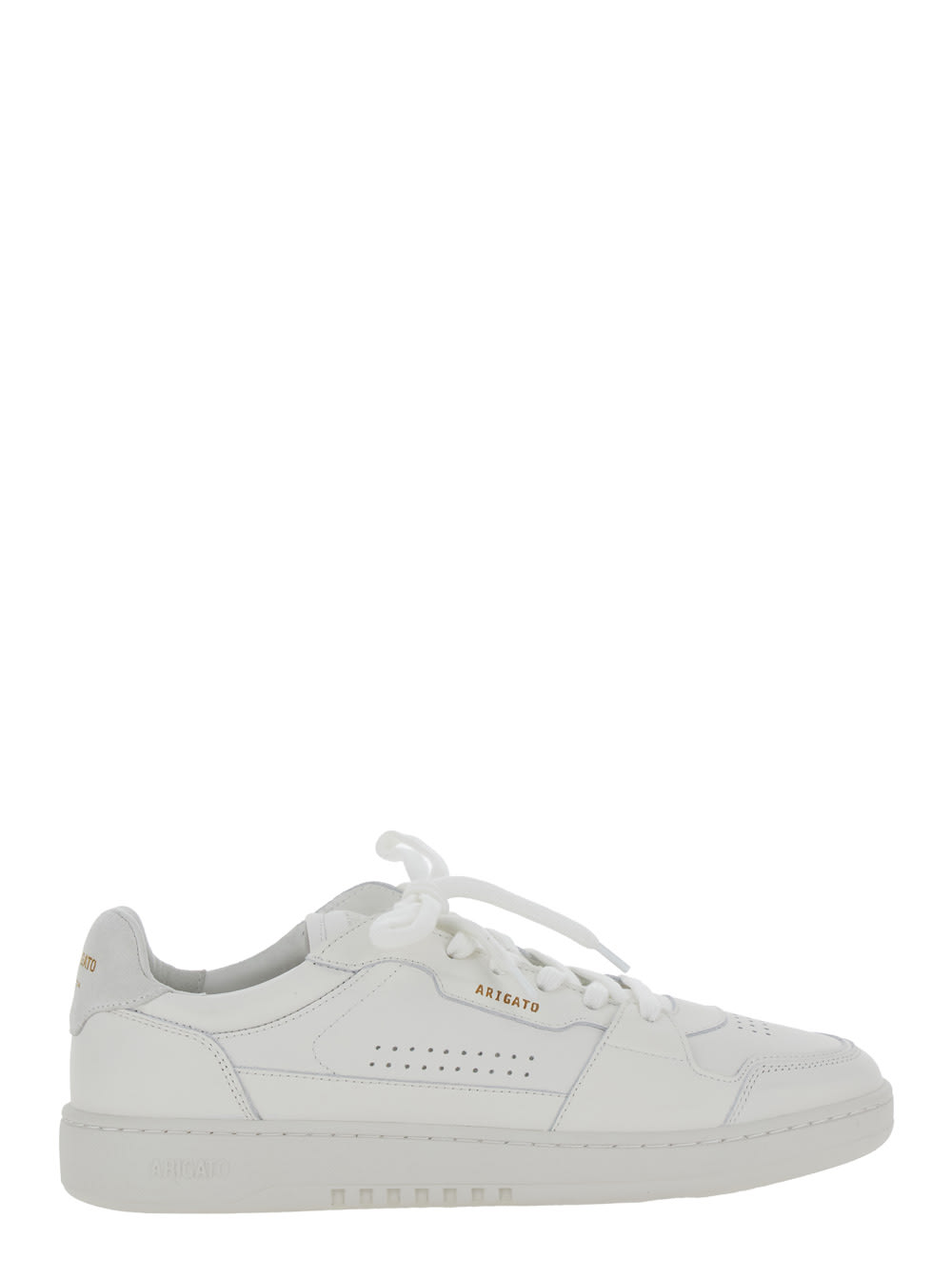 Shop Axel Arigato Dice Lo White Low Top Sneakers With Laminated Logo In Leather And Suede Man