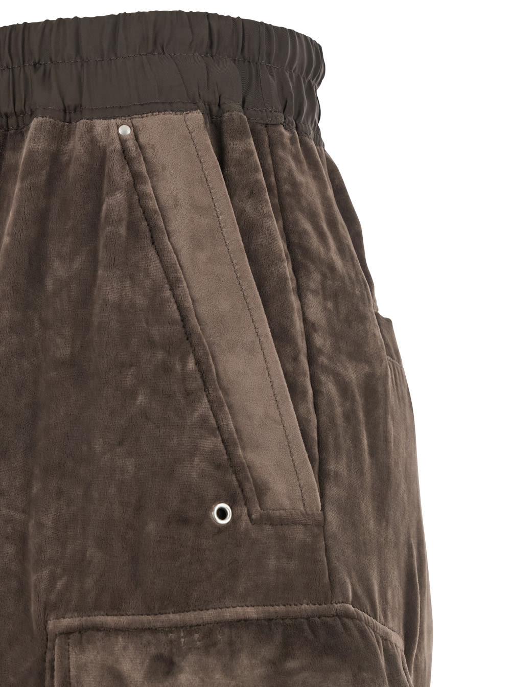 Rick Owens Cargo Belas Brown Cargo Pants With Drawstring Waist And Cargo Pockets In Velvet Woman In Brown