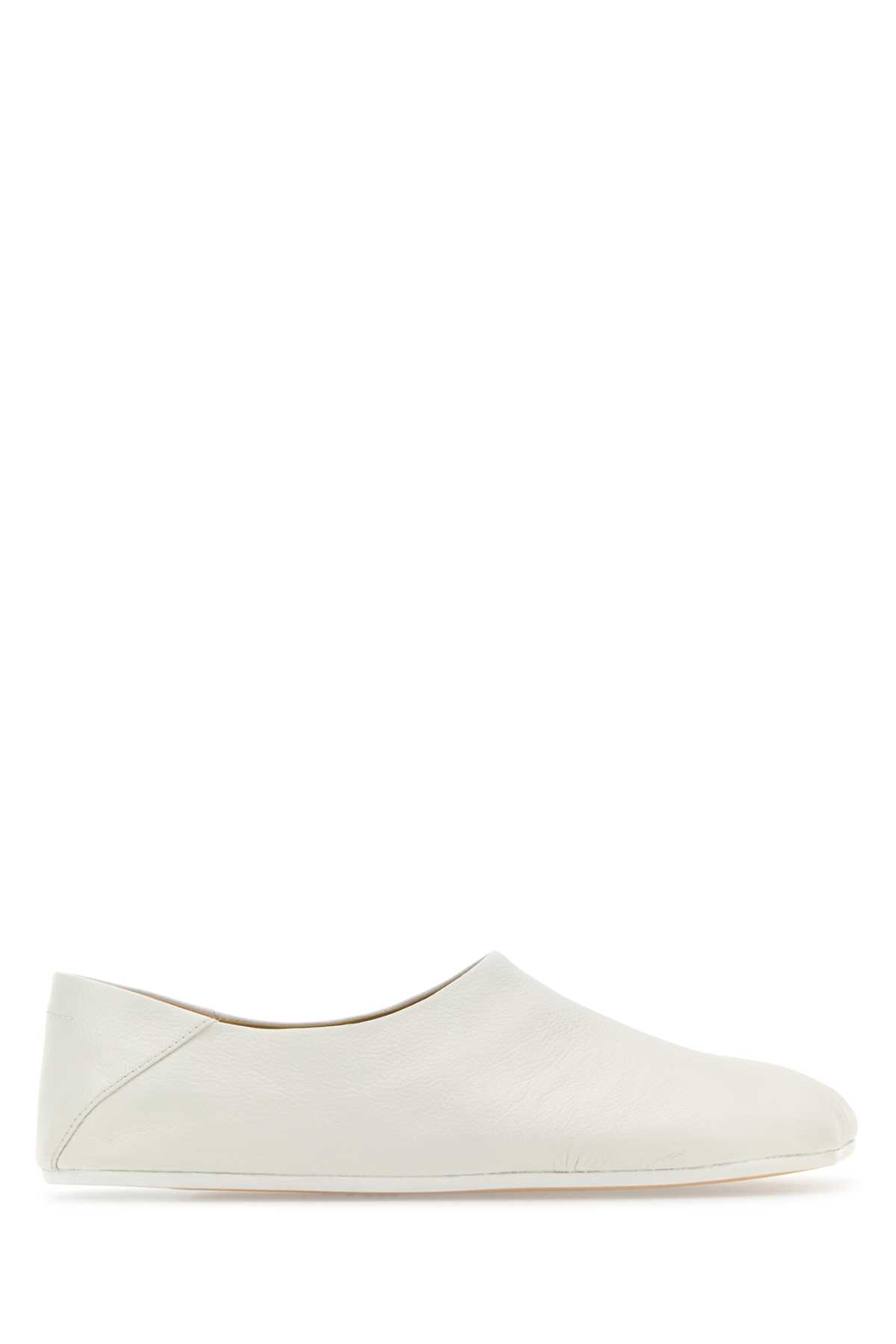 Shop Mm6 Maison Margiela White Leather Loafers In Whisperwhite