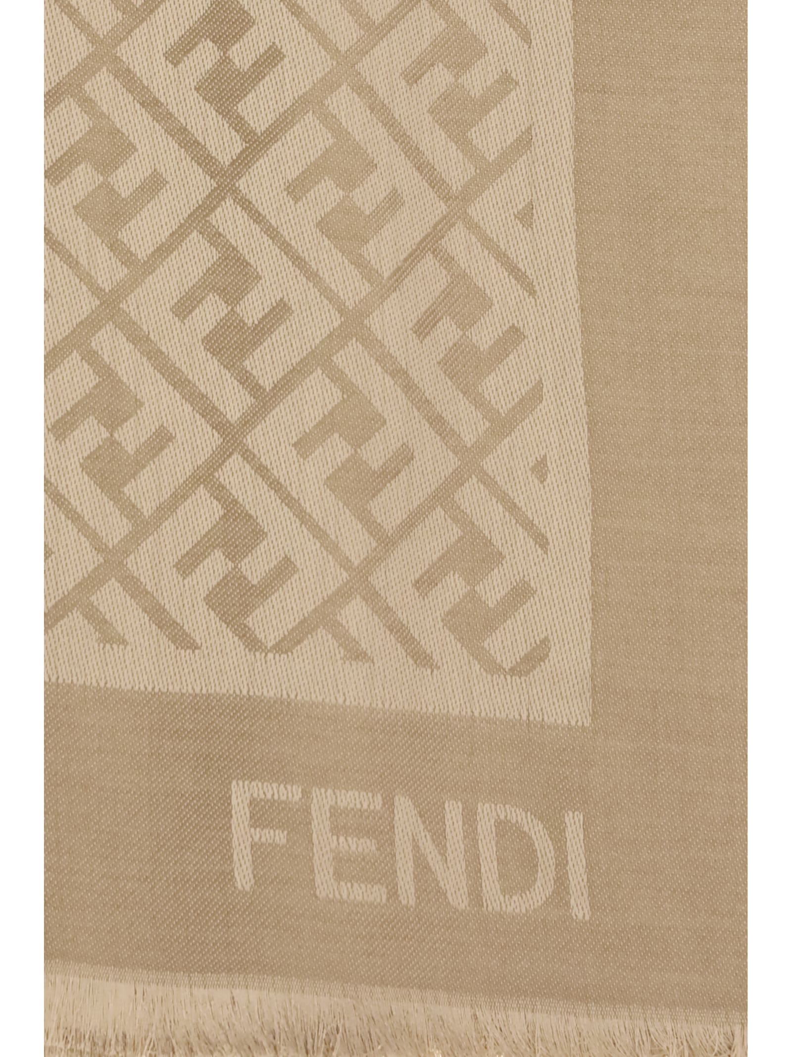Fendi Silk Ff Shawl In Brown