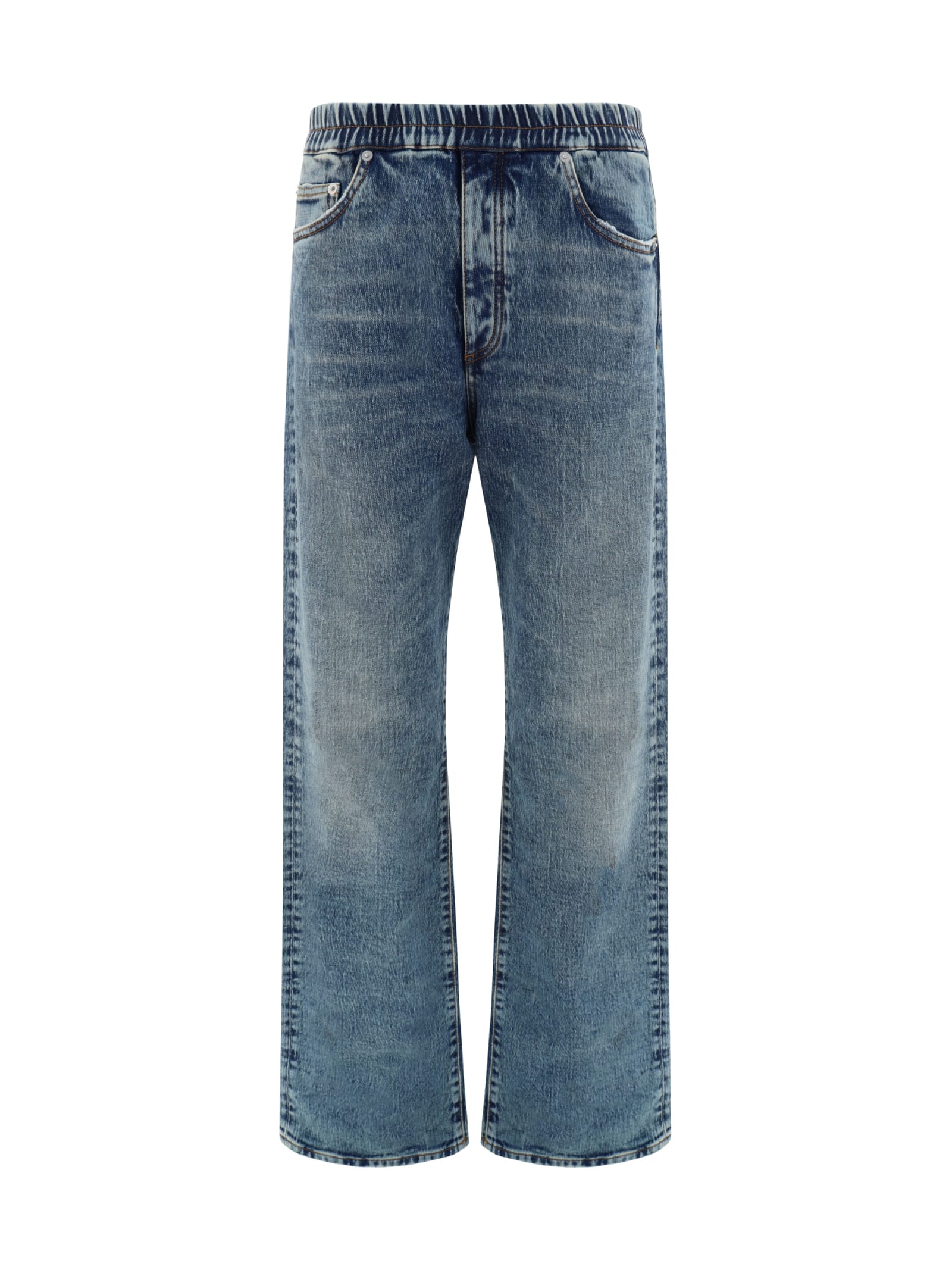 Elastic Waisted Wide-leg Jeans