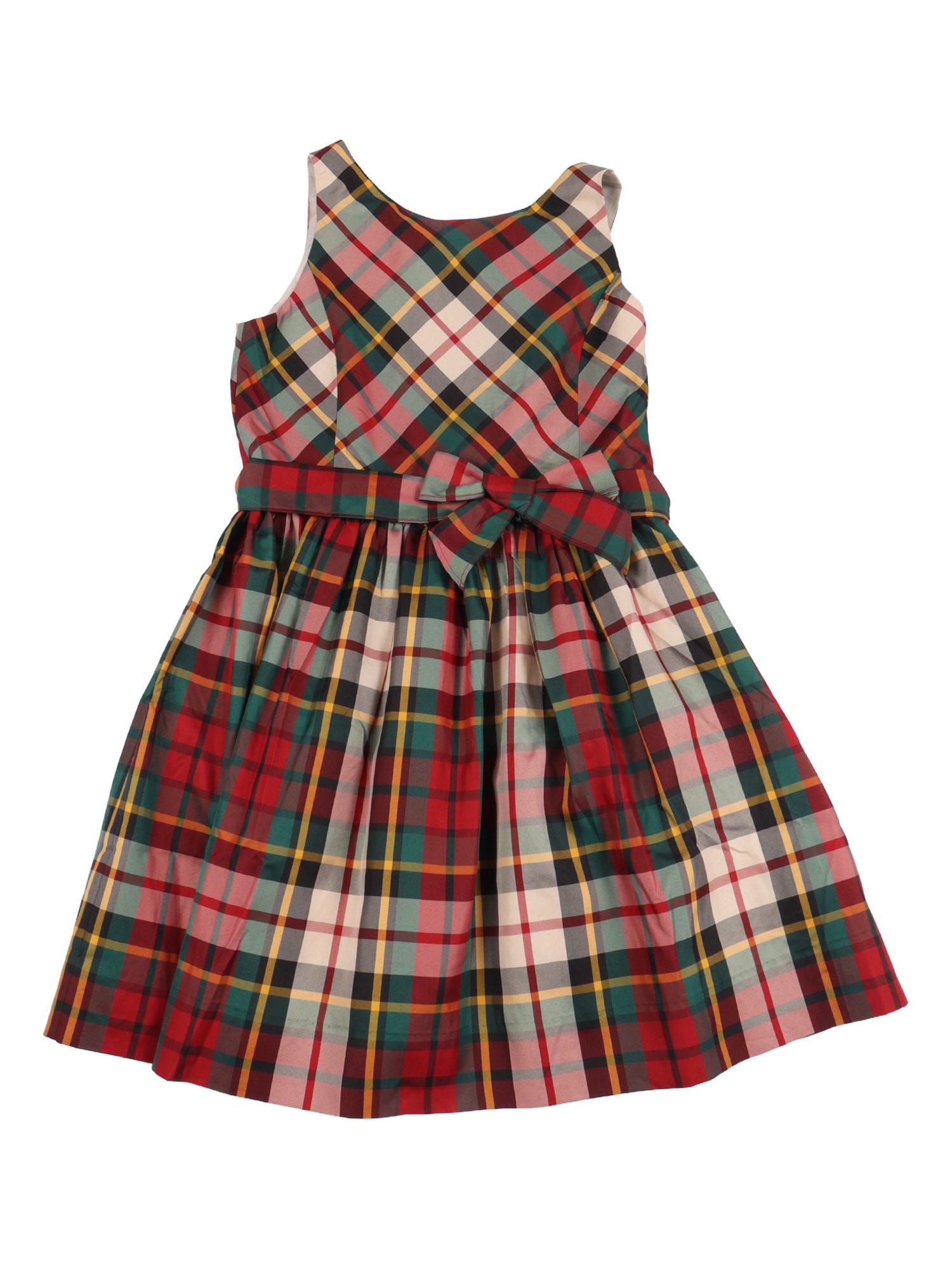 Polo Ralph Lauren Id Taffeta Woven Dress 2-6 Years 185 Red Cream Multi In Multi