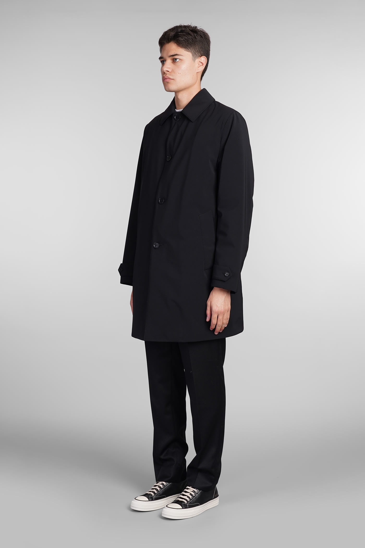 Aspesi Perfetto Coat In Black Polyester In Black