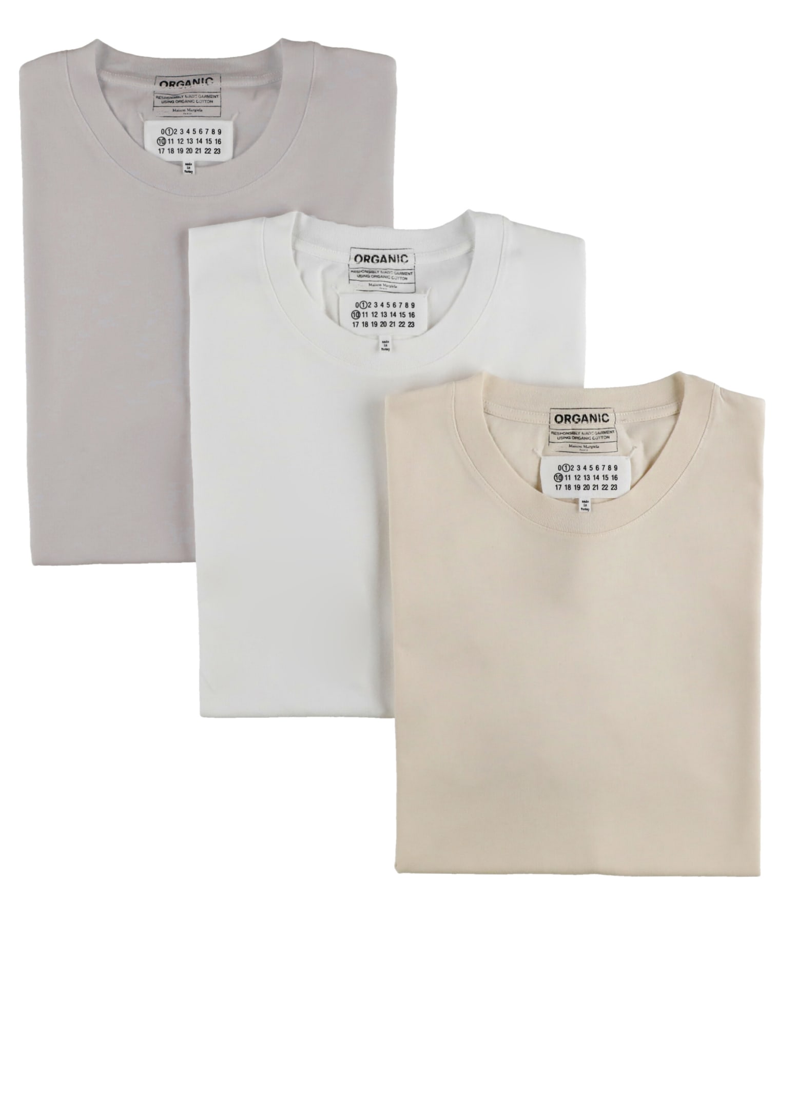 Shop Maison Margiela 3 T-shirt Set In Grey White Cream