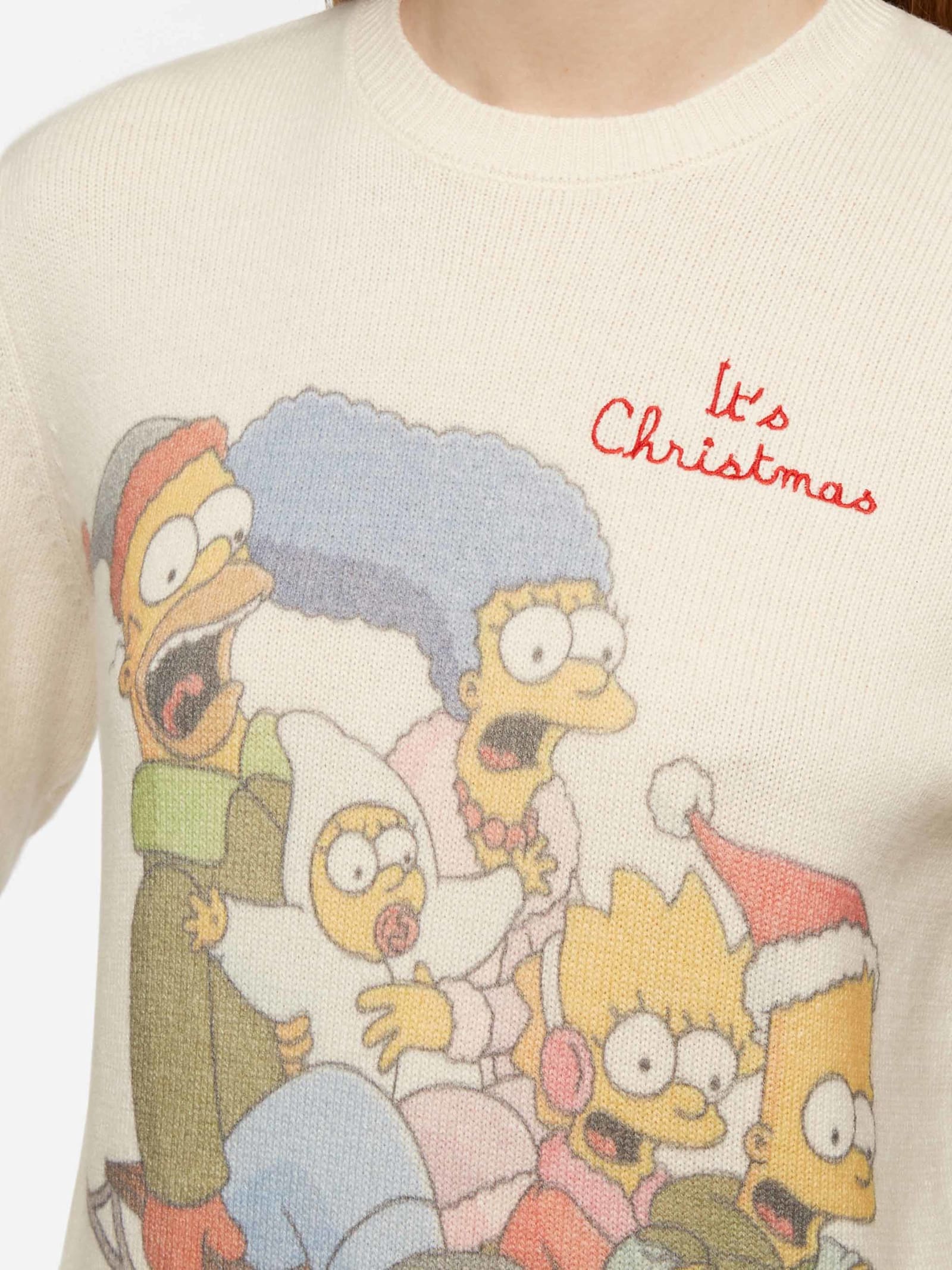 Mc2 Saint Barth Woman White Sweater New Queen With Simpson Family Print Simpson Family Special Edition In White