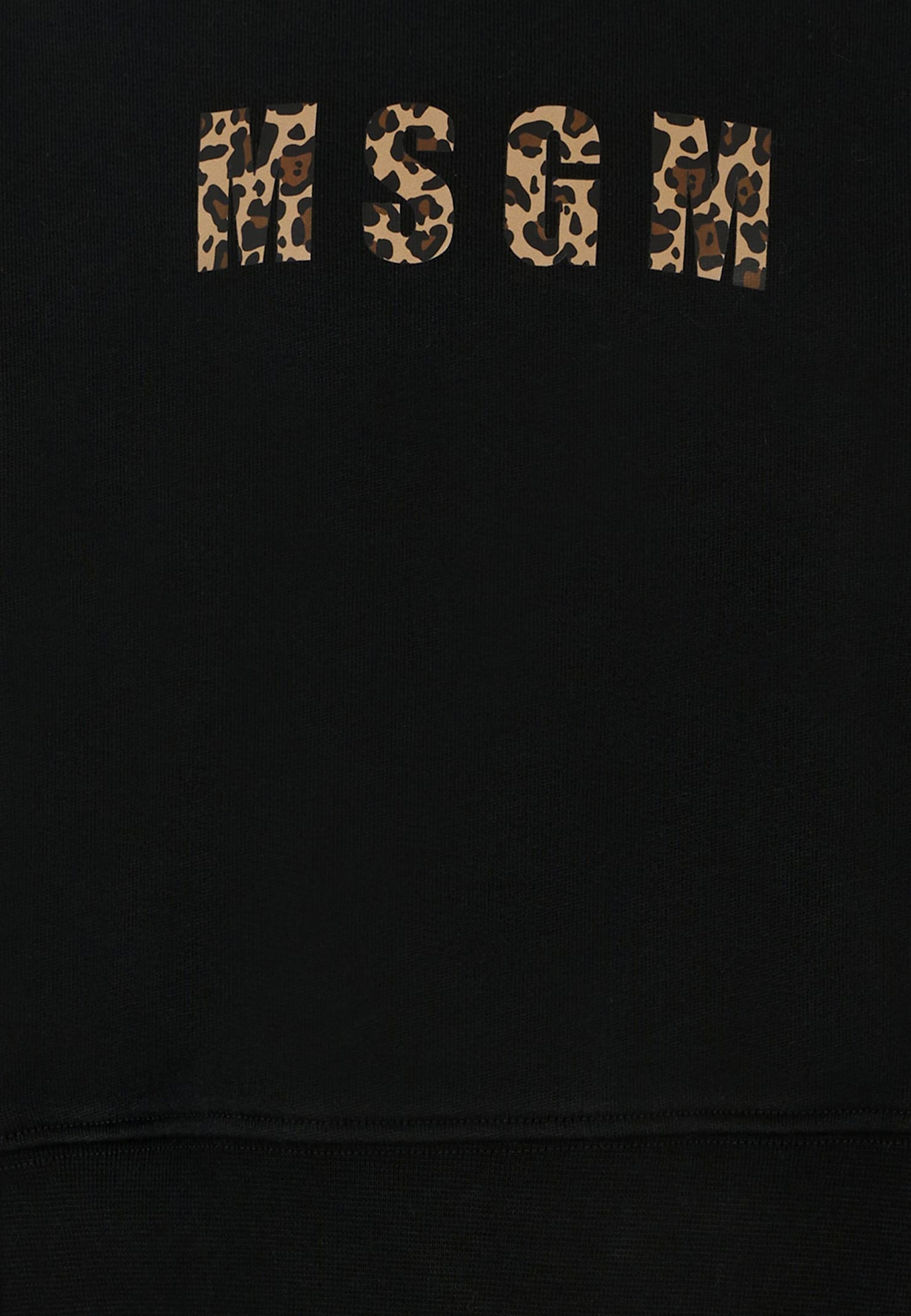 Msgm Leopard-print Logo Sweatshirt In Black