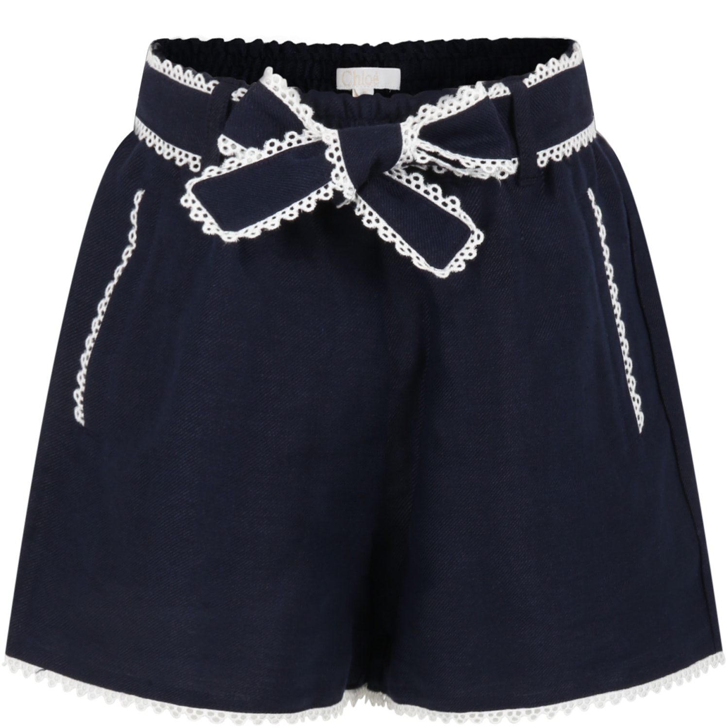 Shop Chloé Blue Shorts For Girl In Marine