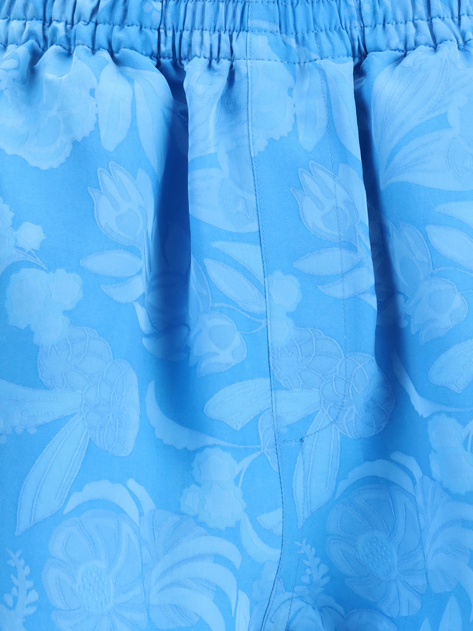 Balenciaga Floral-print Elastic-waist Shorts In Blue