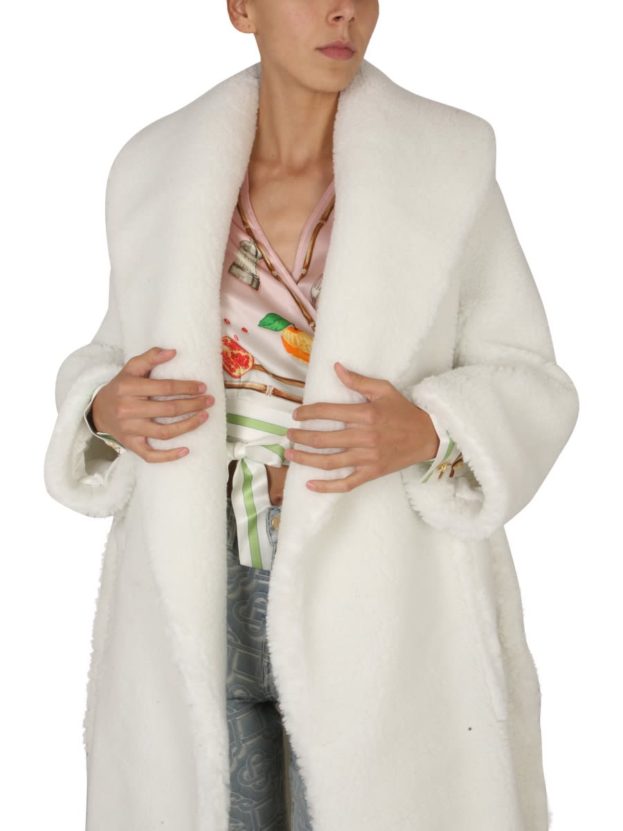 Shop Casablanca Shearling Coat In White