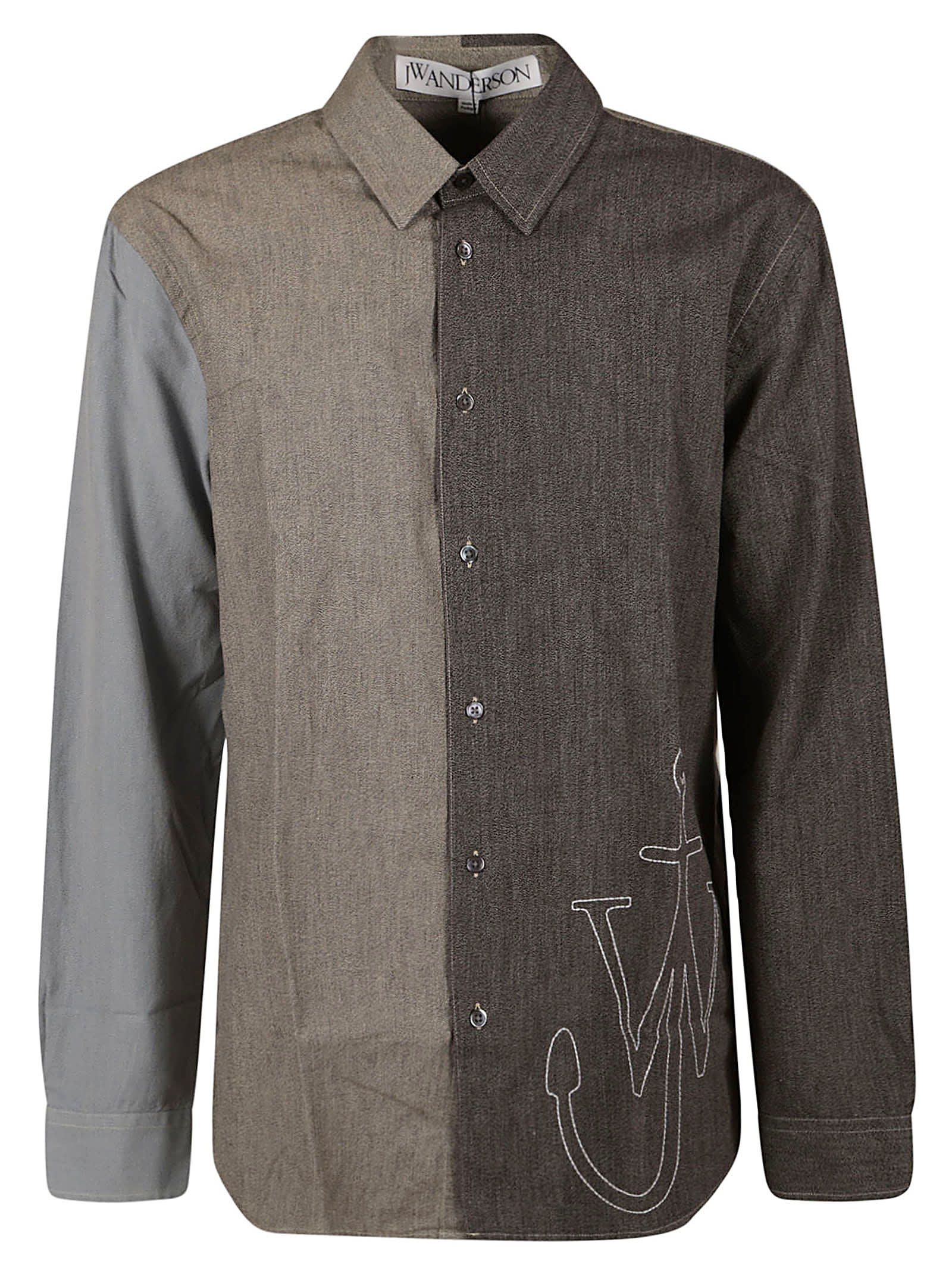 Jw Anderson Anchor Classic Fit Patchwork Shirt In Grey/multicolor