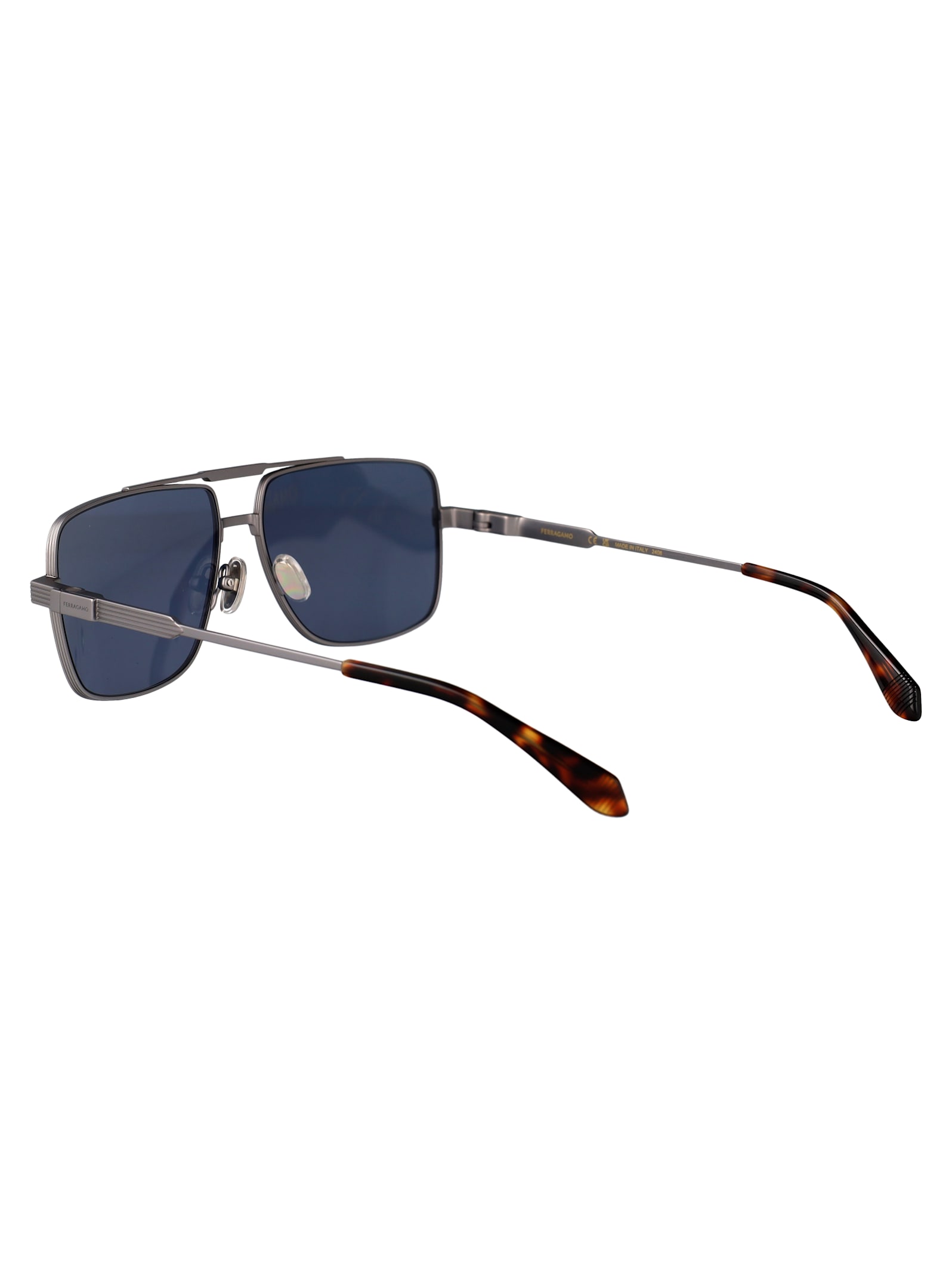 Ferragamo Matte Light Ruthenium Titanium Sunglasses In Metallic