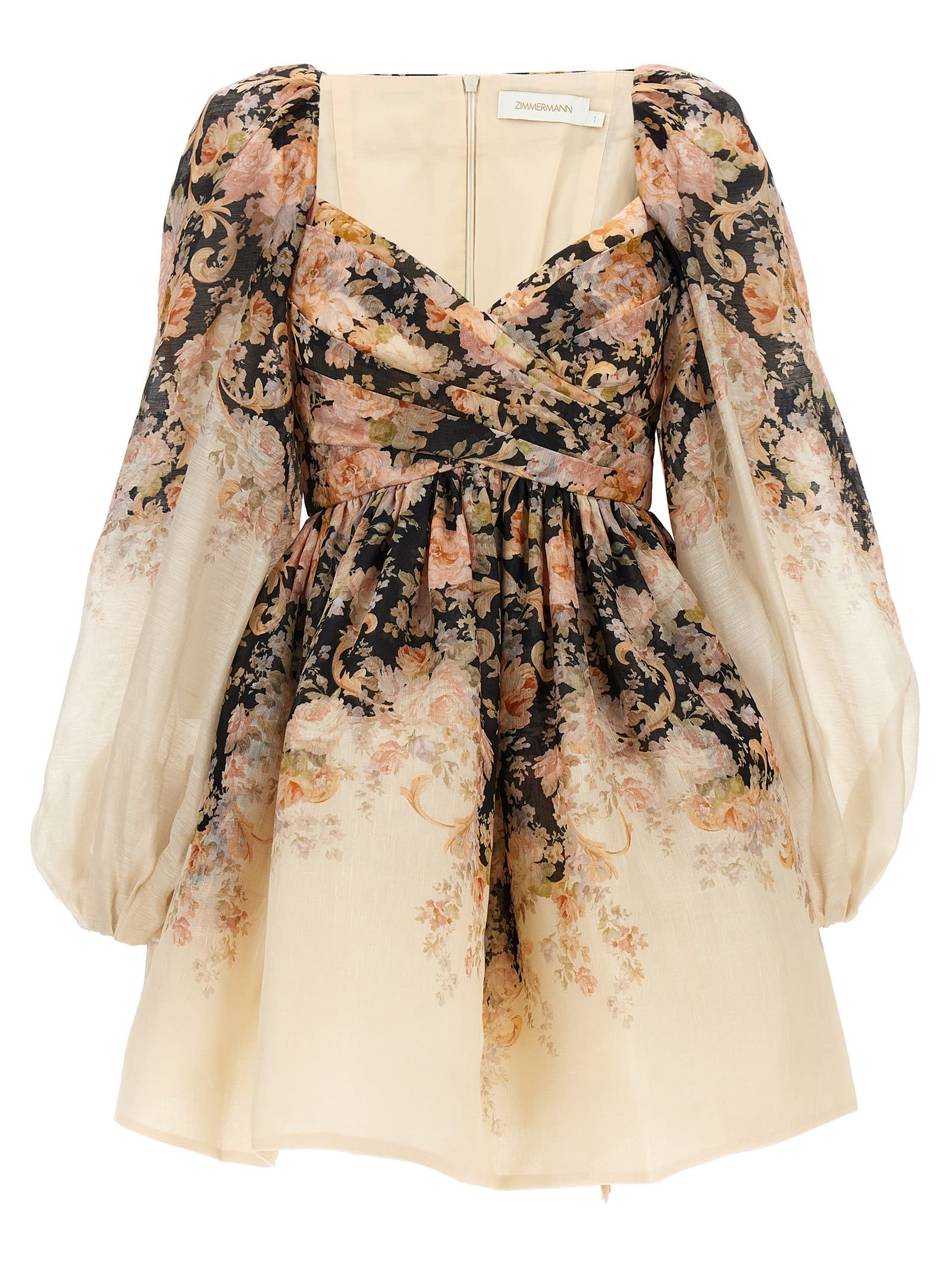 Shop Zimmermann Illustration Draped Mini Dress In Multicolor